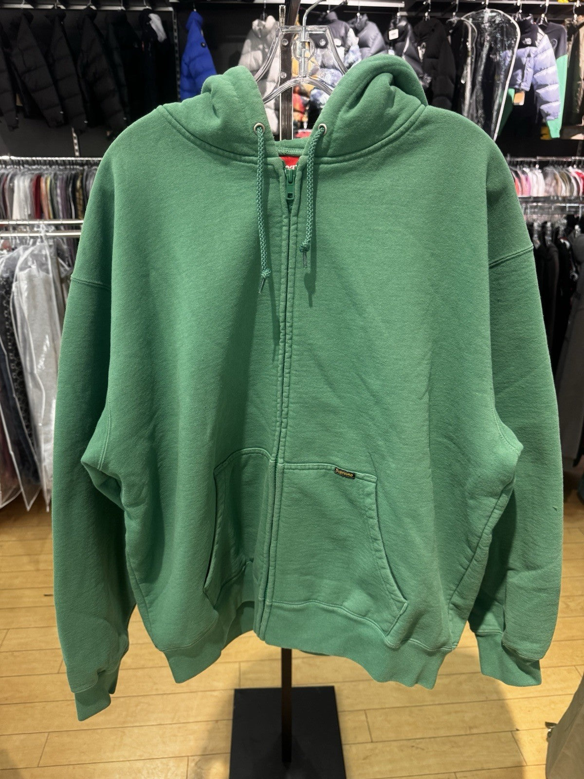 Supreme Zipup Hooded Sweatshirt Green Size L