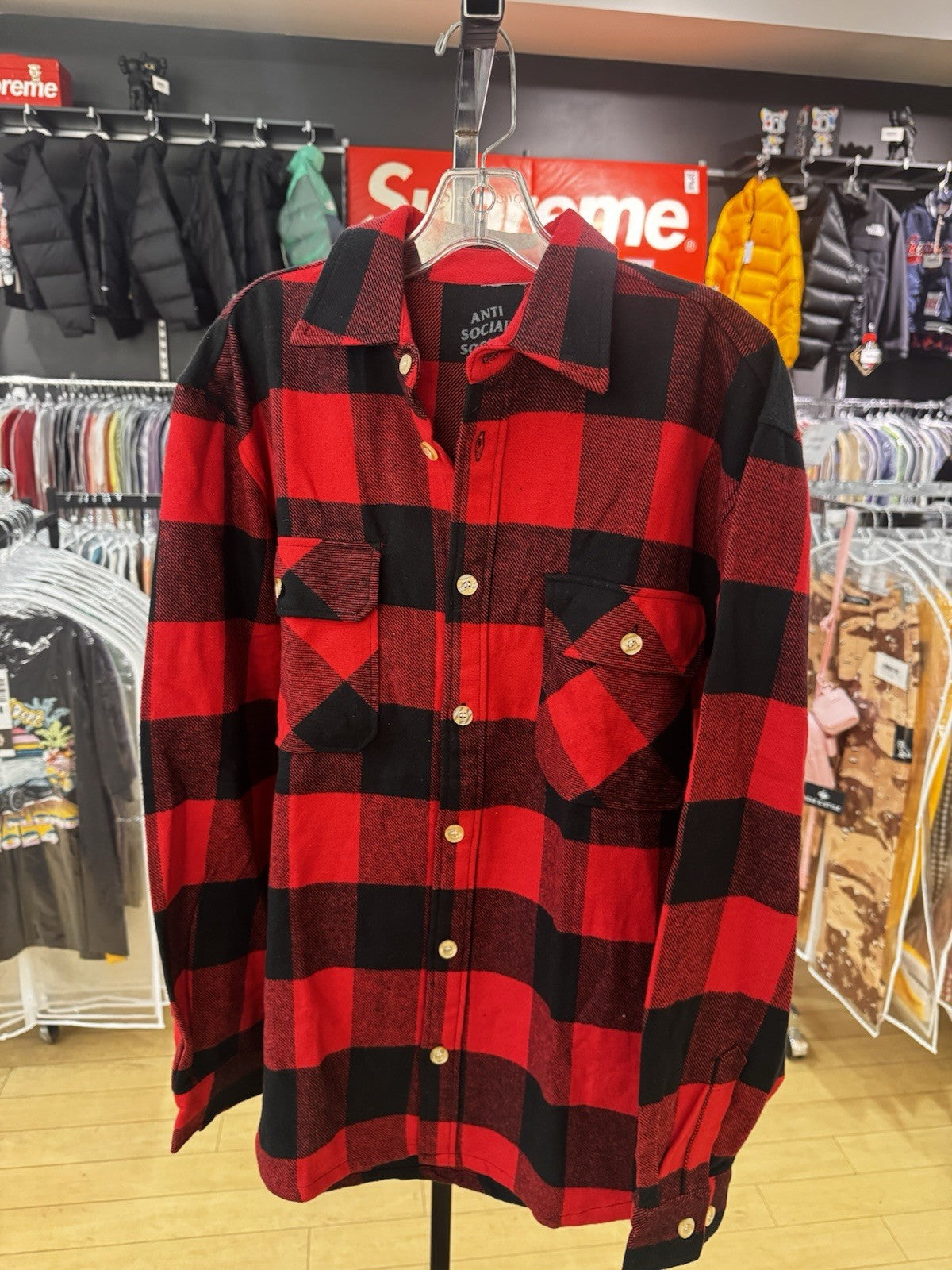 Anti Social Social Club No Expectations Flannel Red Size Small