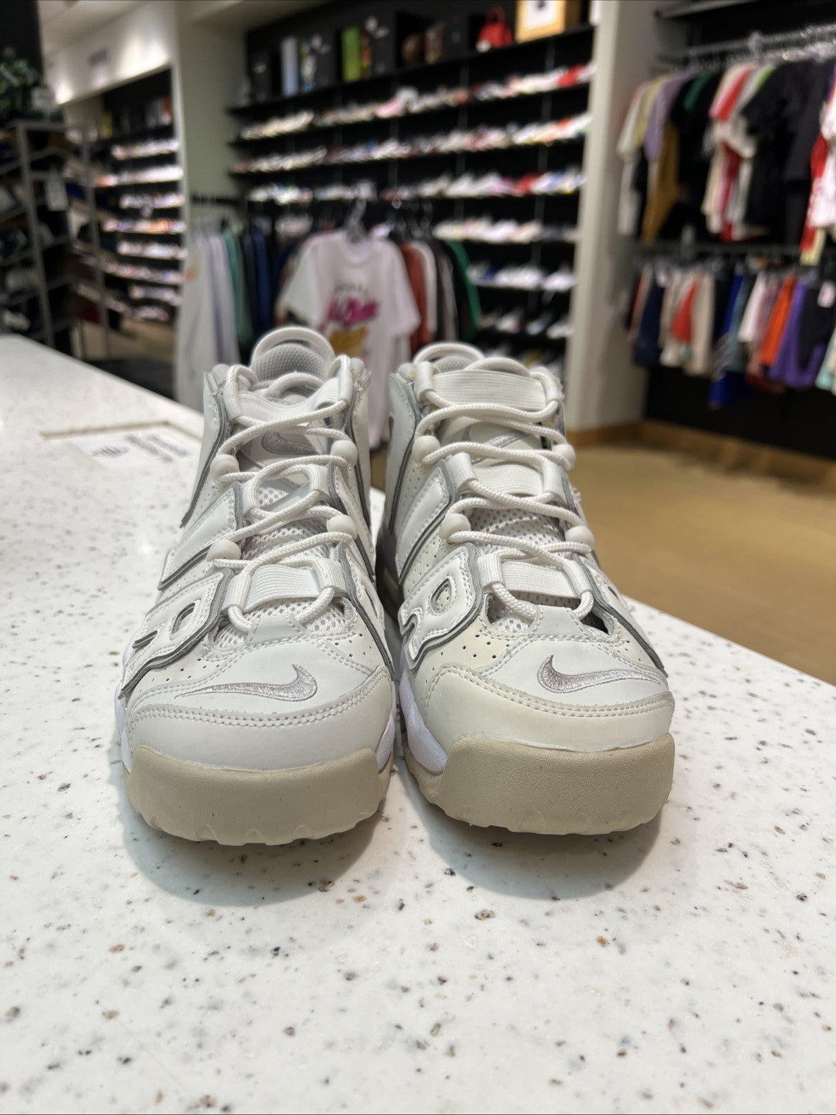 Nike Air More Uptempo GS Pippen Phantom Iron Ore White Size 4Y USED NO BOX