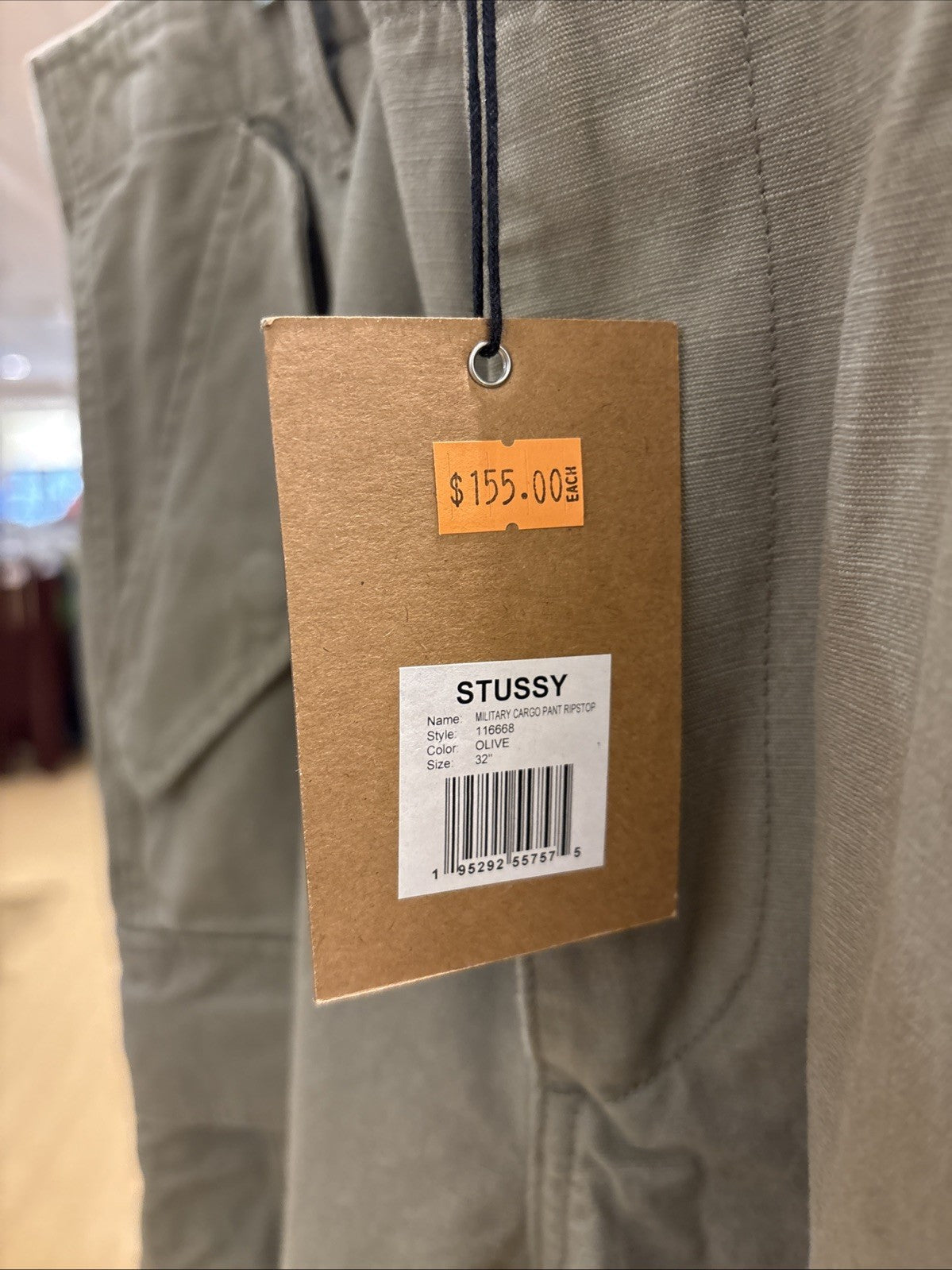 STUSSY Ripstop Military Cargo Pants Olive Green
