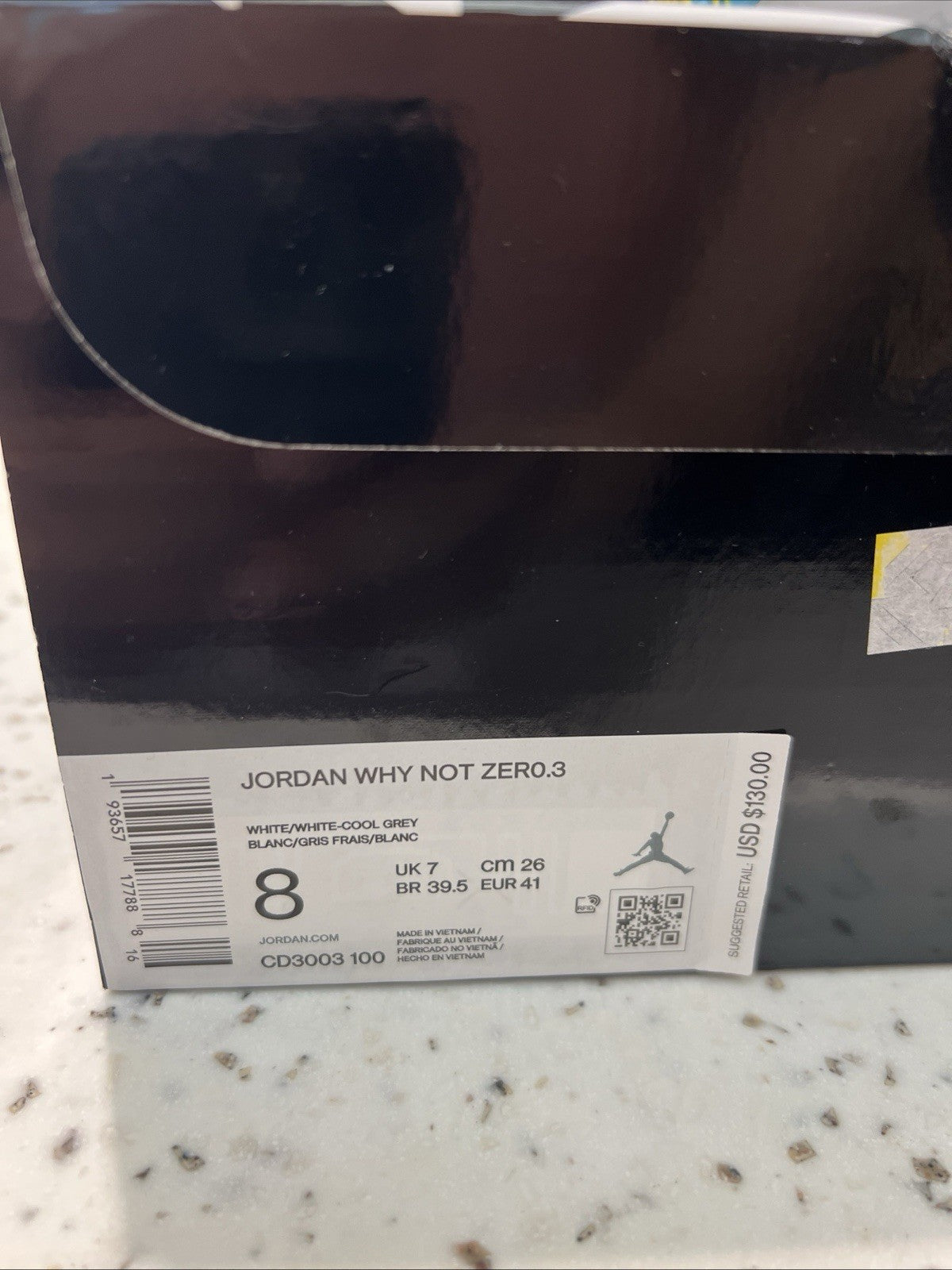 Jordan Why Not Zer0.3 Zer0 Noise White/Cool Grey Sz 8