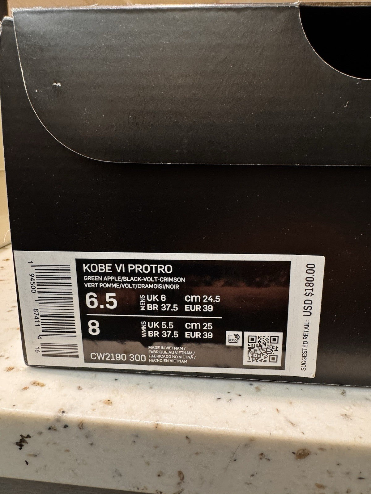 Nike Zoom Kobe 6 Protro Low Grinch Size 6.5 USED