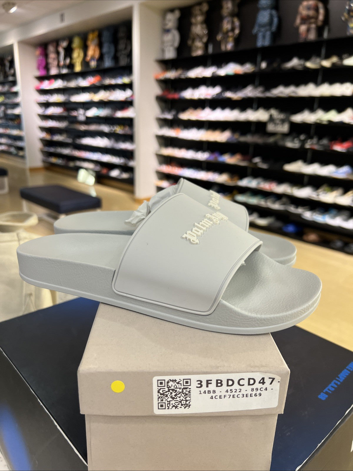 Palm Angels Logo Pool Slide Grey White EU 40 US Men 7–7.5