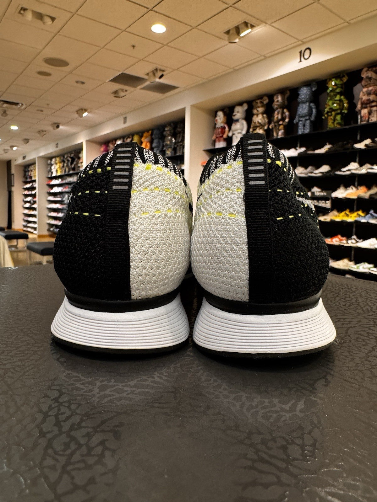 Nike Flyknit Racer Black White Volt Size 10.5