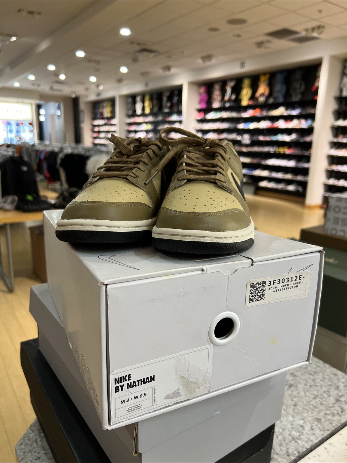 Nike Dunk Low By You White Khaki Black Sz 8 USED
