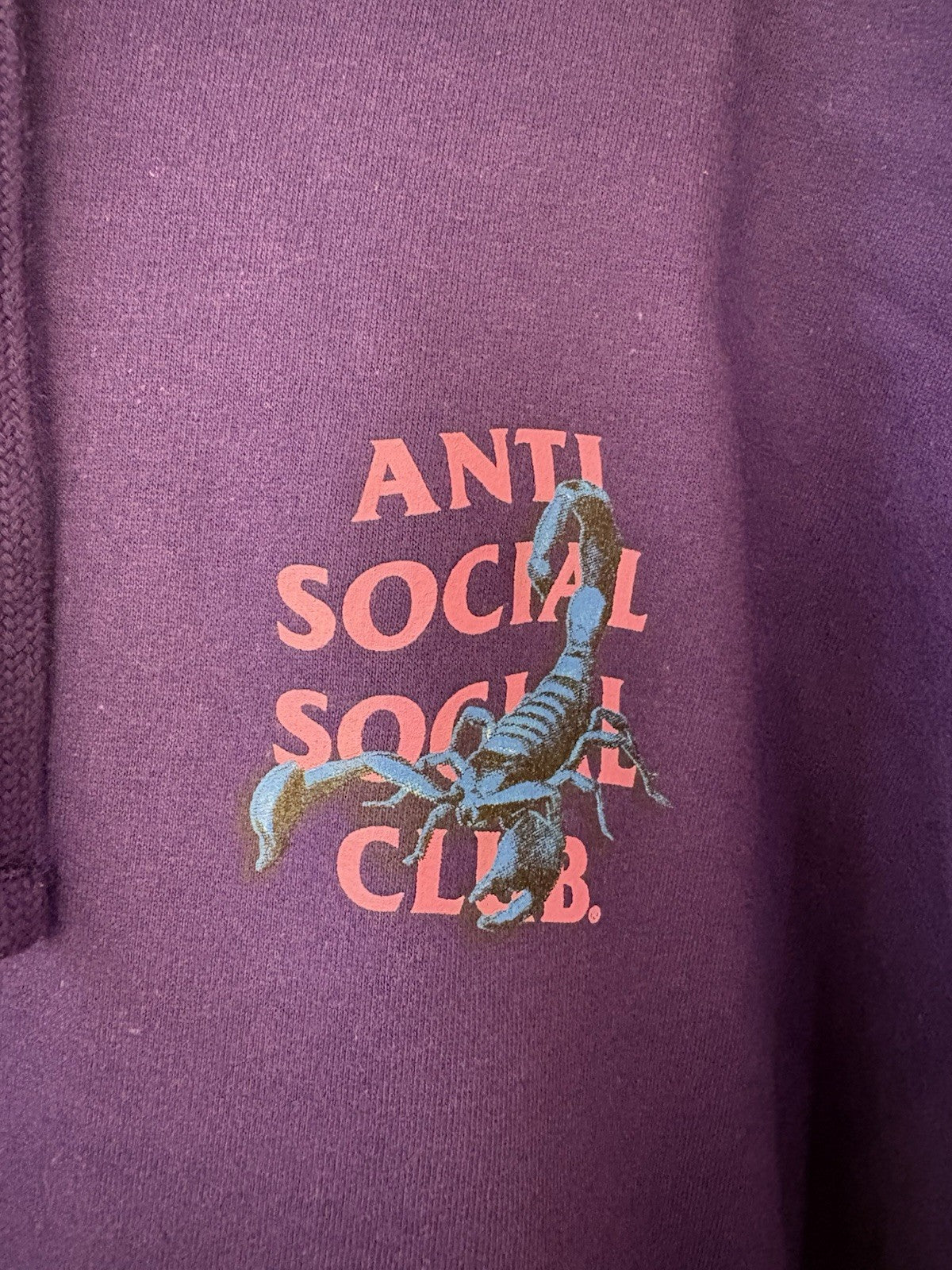 Anti Social Social Club Moodsting Hoodie Purple Sz XL