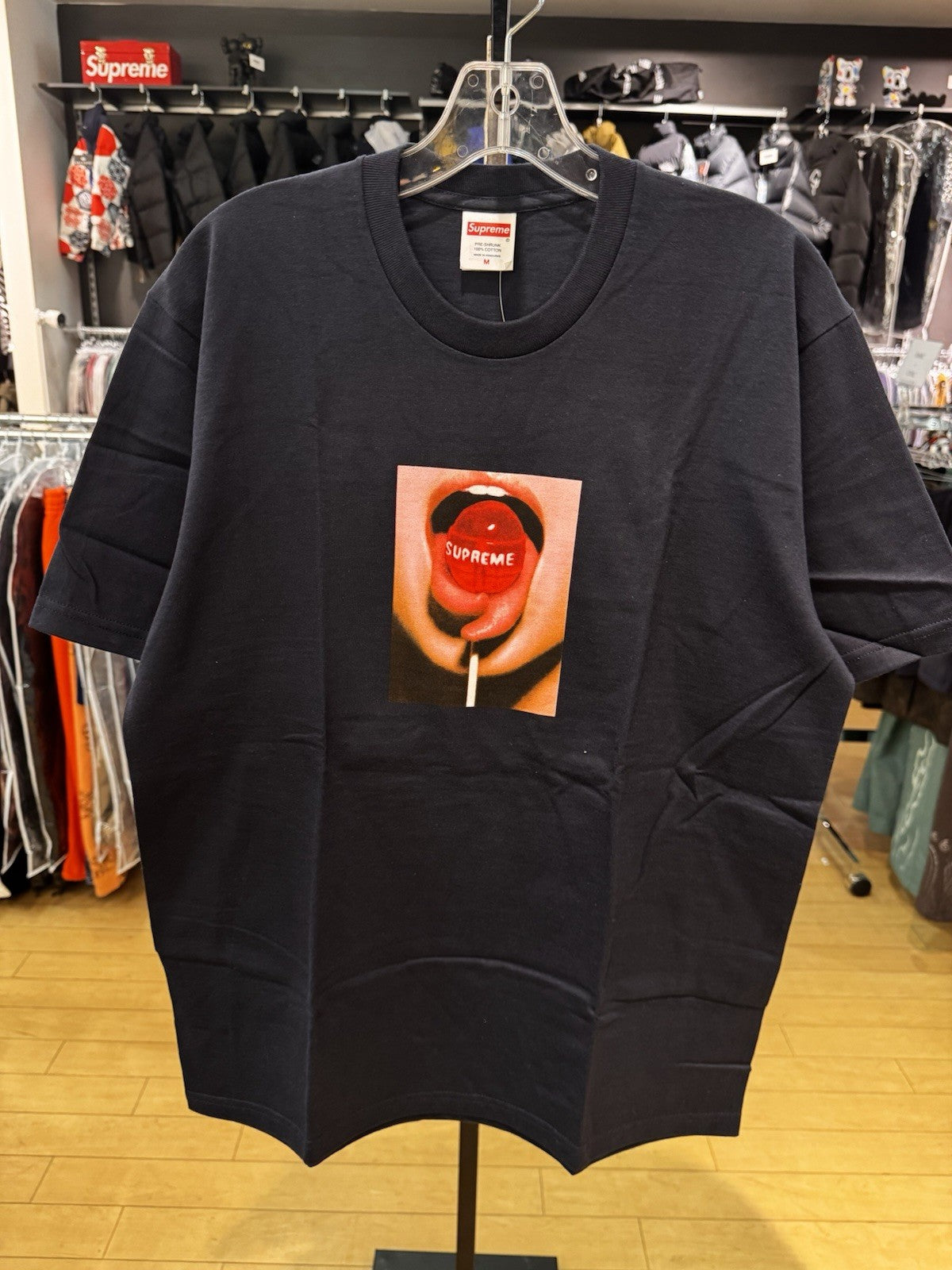 Supreme Navy Lollipop Short Sleeve Tee Size M