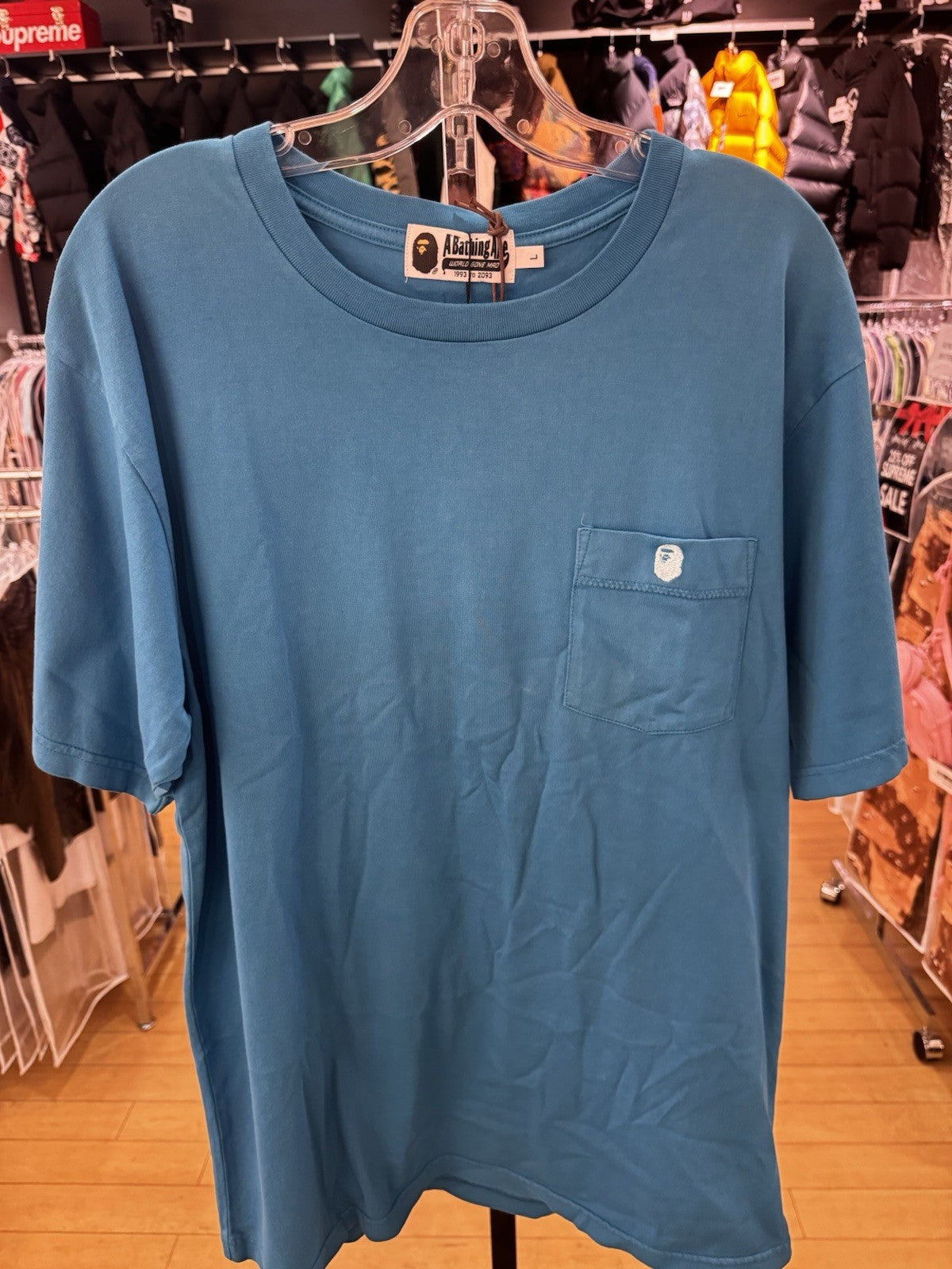 Bape One Point Pocket Overdye Tee Size L