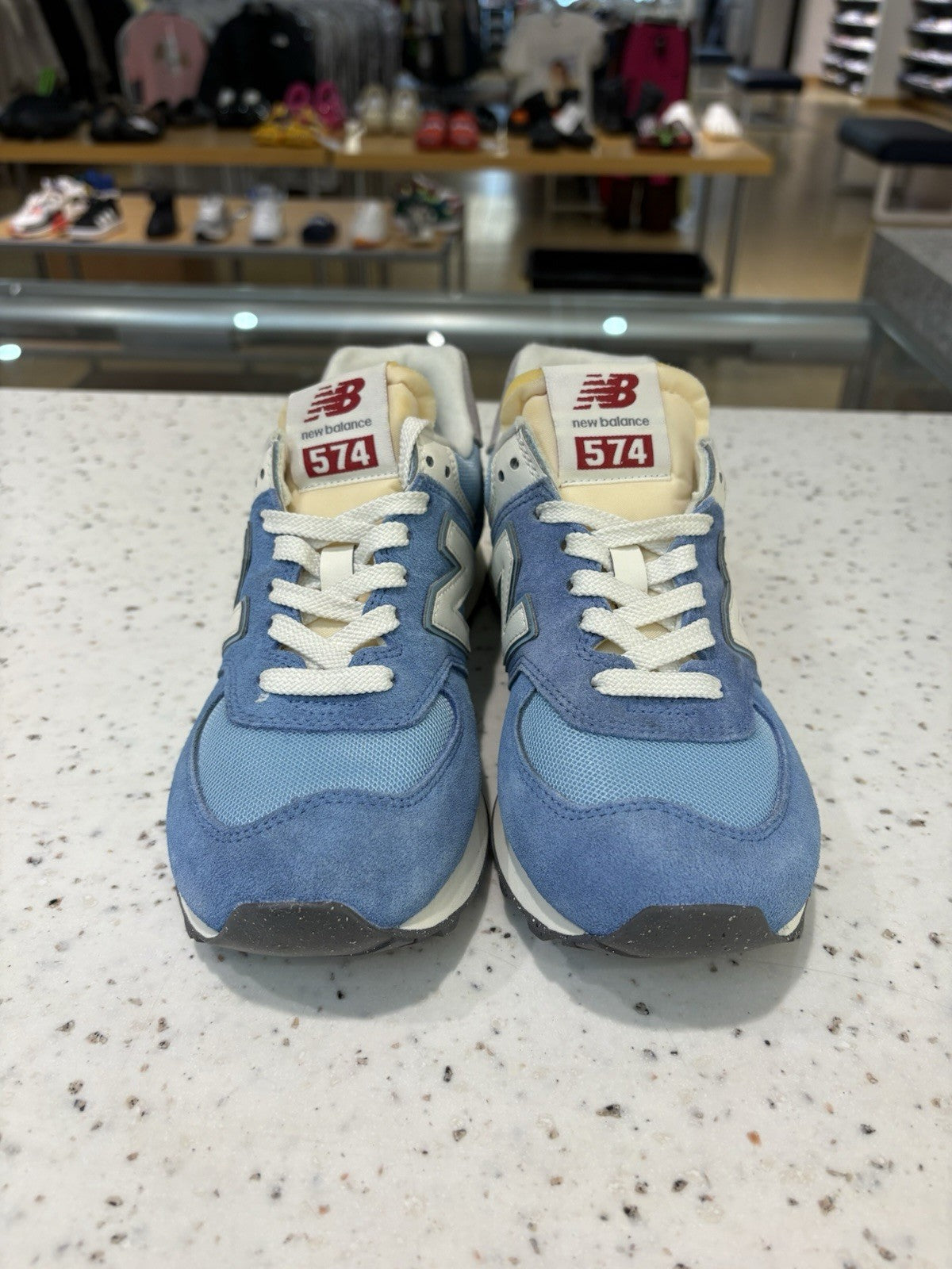 New Balance 574 Blue Laguna Sea Salt Size 5 DEFECT & MISSING BOX