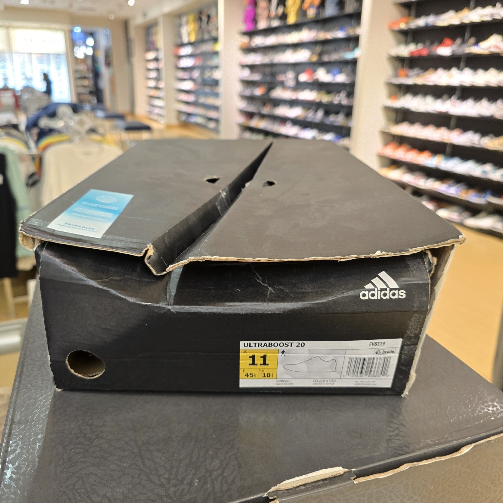 Size 11 - Adidas UltraBoost 20 Black Signal Cyan