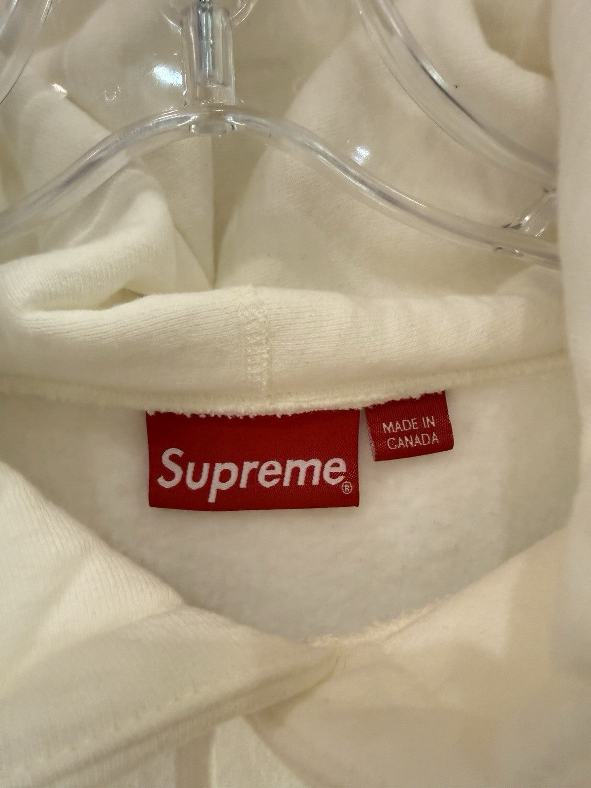 Supreme Box Logo Hooded Sweatshirt Hoodie White FW23 Sz L USED STAINS