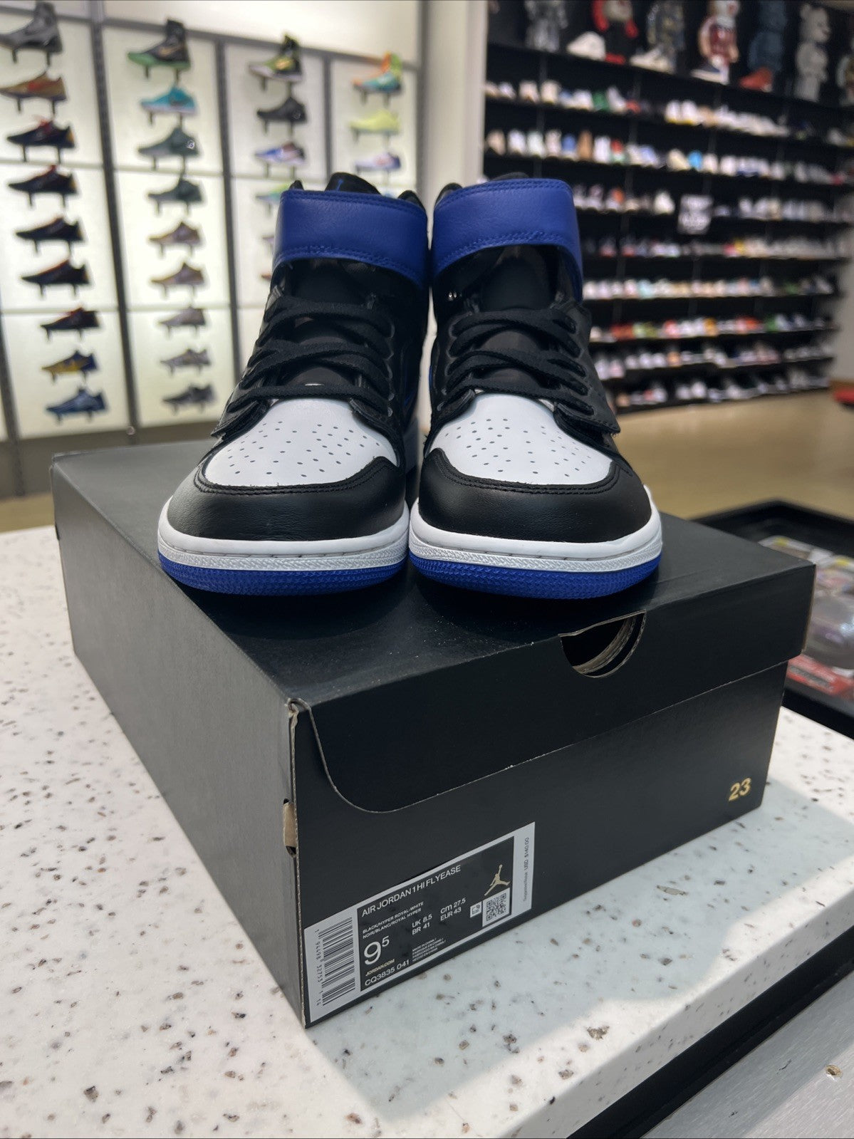 Jordan Air Jordan 1 High FlyEase Hyper Royal Black Blue White Sz 9.5