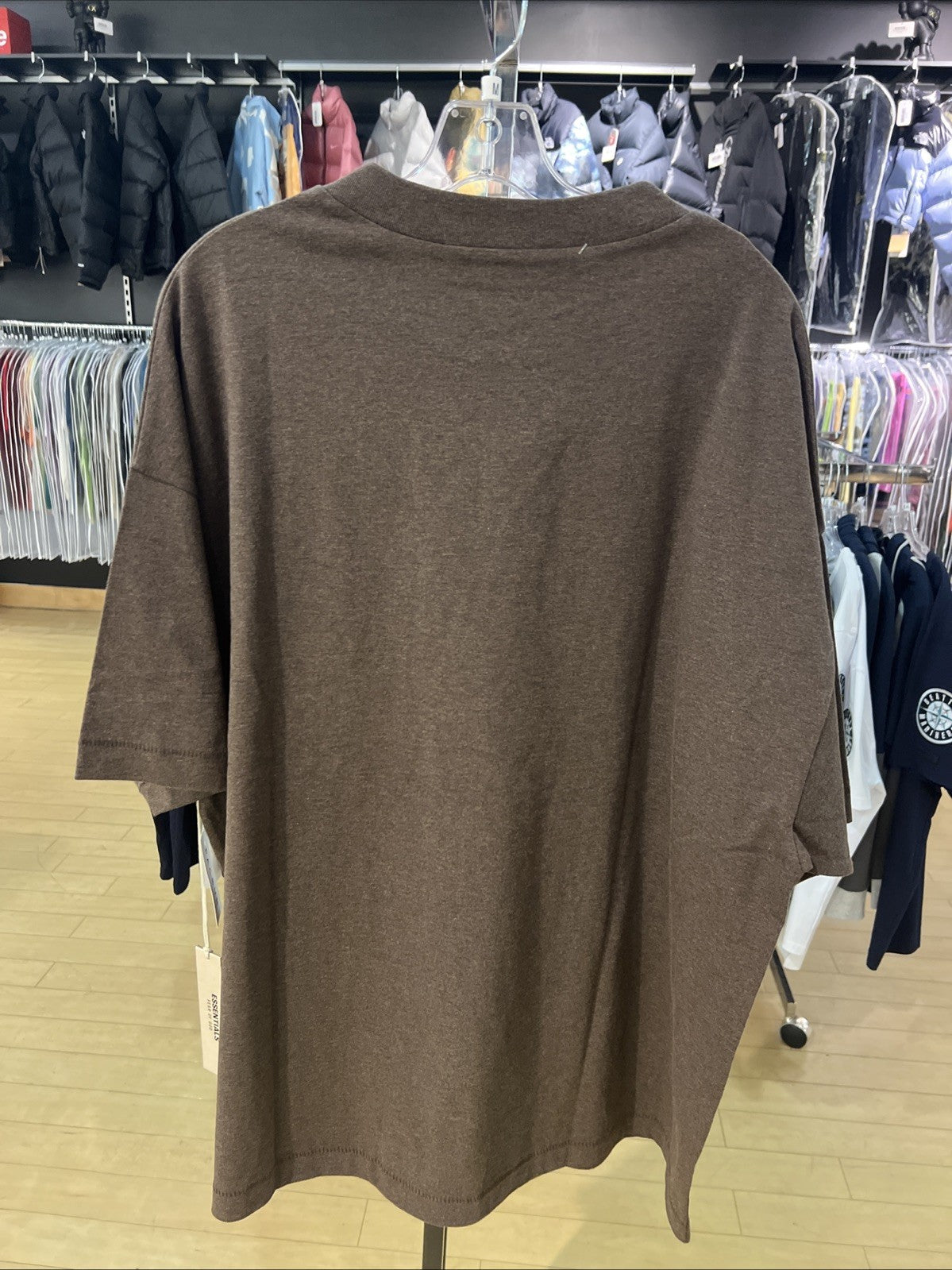 Essentials Fear of God Logo Patch Oversized Heather Wood T-Shirt