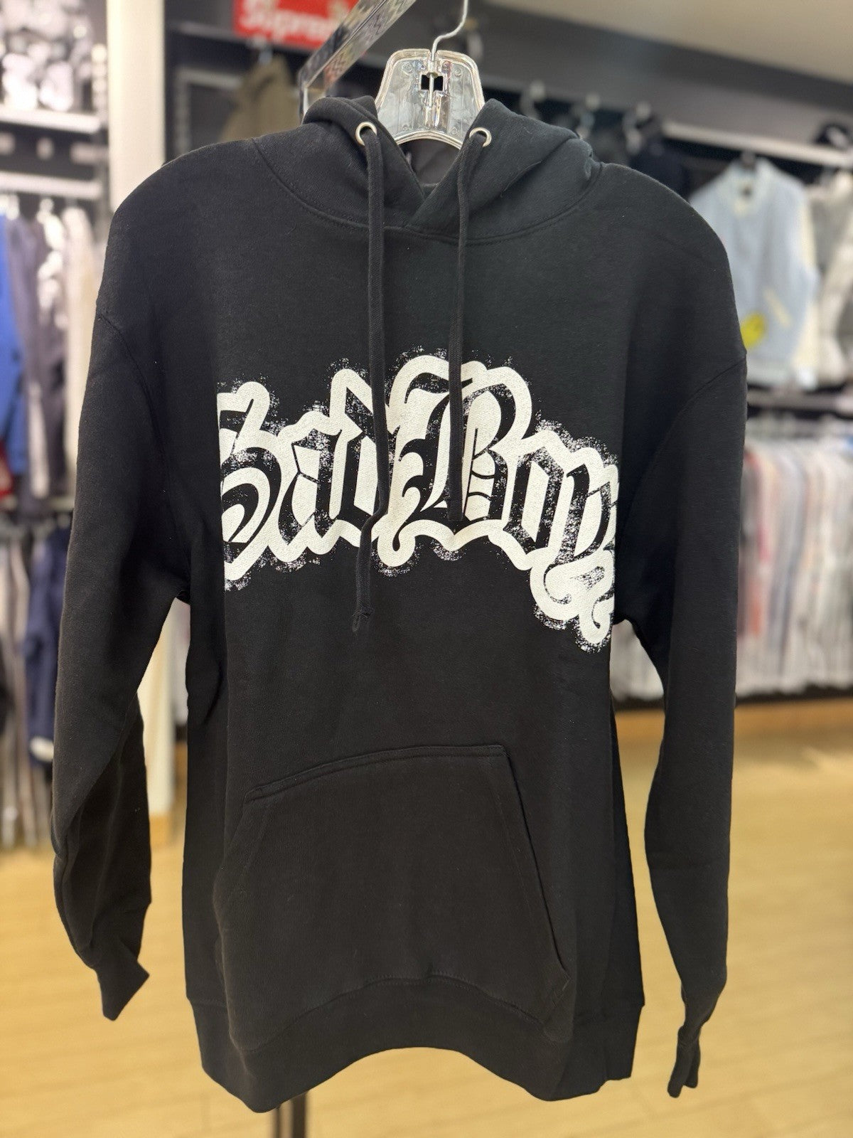 Sad Boyz Script Hoodie Men’s Size Medium Black Pullover Sweatshirt Size Small