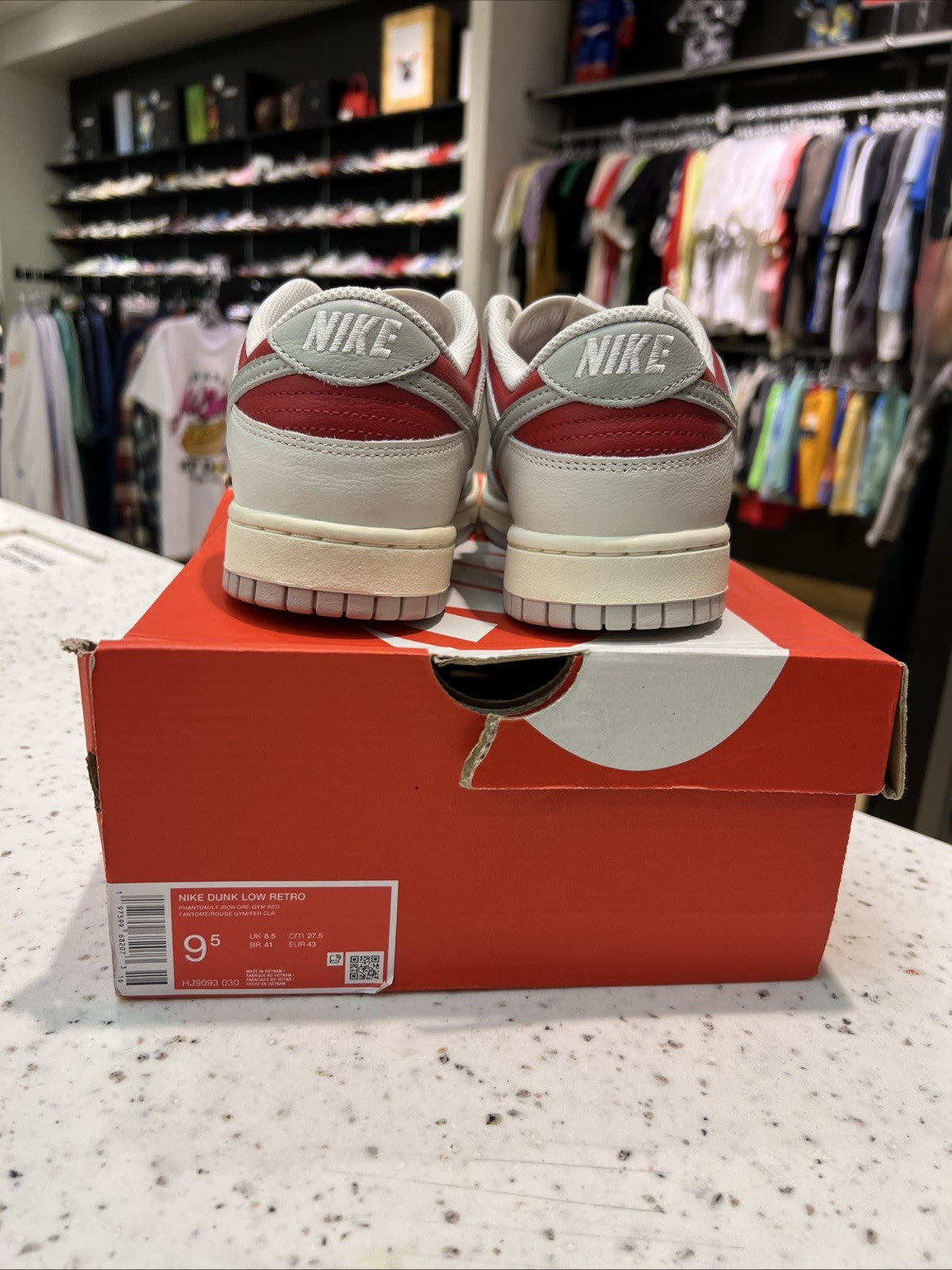 Men's Nike Dunk Low Retro Phantom/LT Iron-Gym Red Sz 9.5