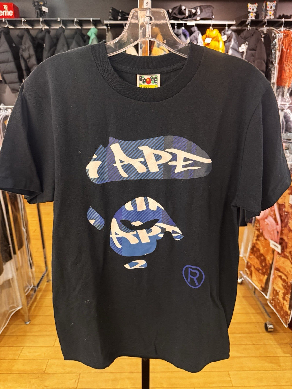 Bape Graffiti Check Ape Face Tee Size S