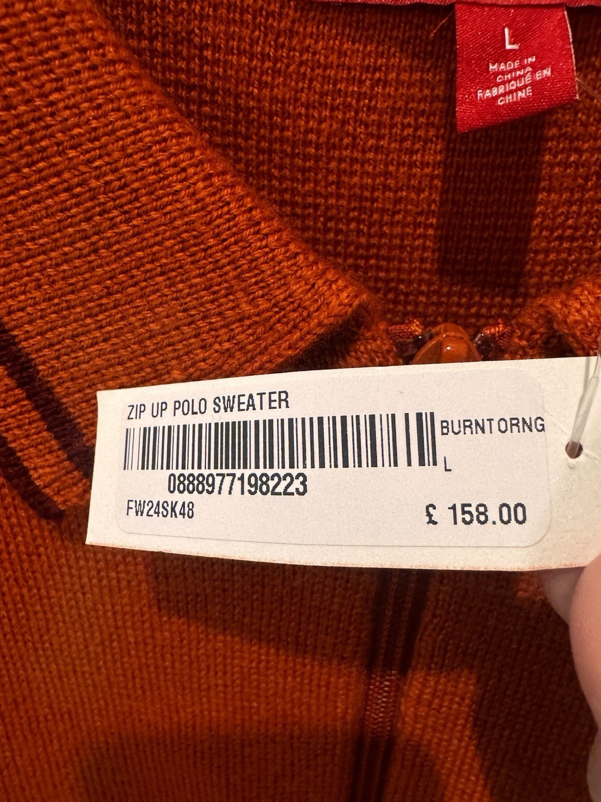 Supreme Zipup Polo Sweater Burnt Orange Size L