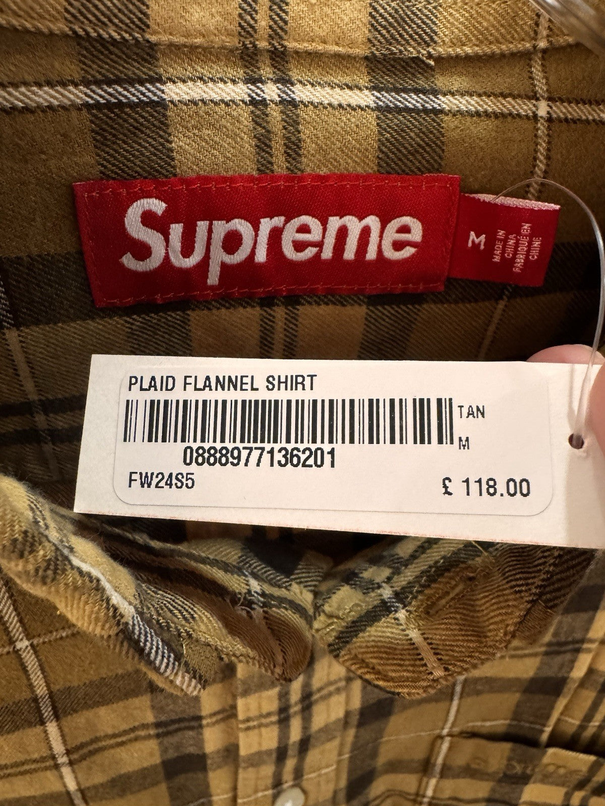 Supreme Plaid Flannel Shirt Tan Size M