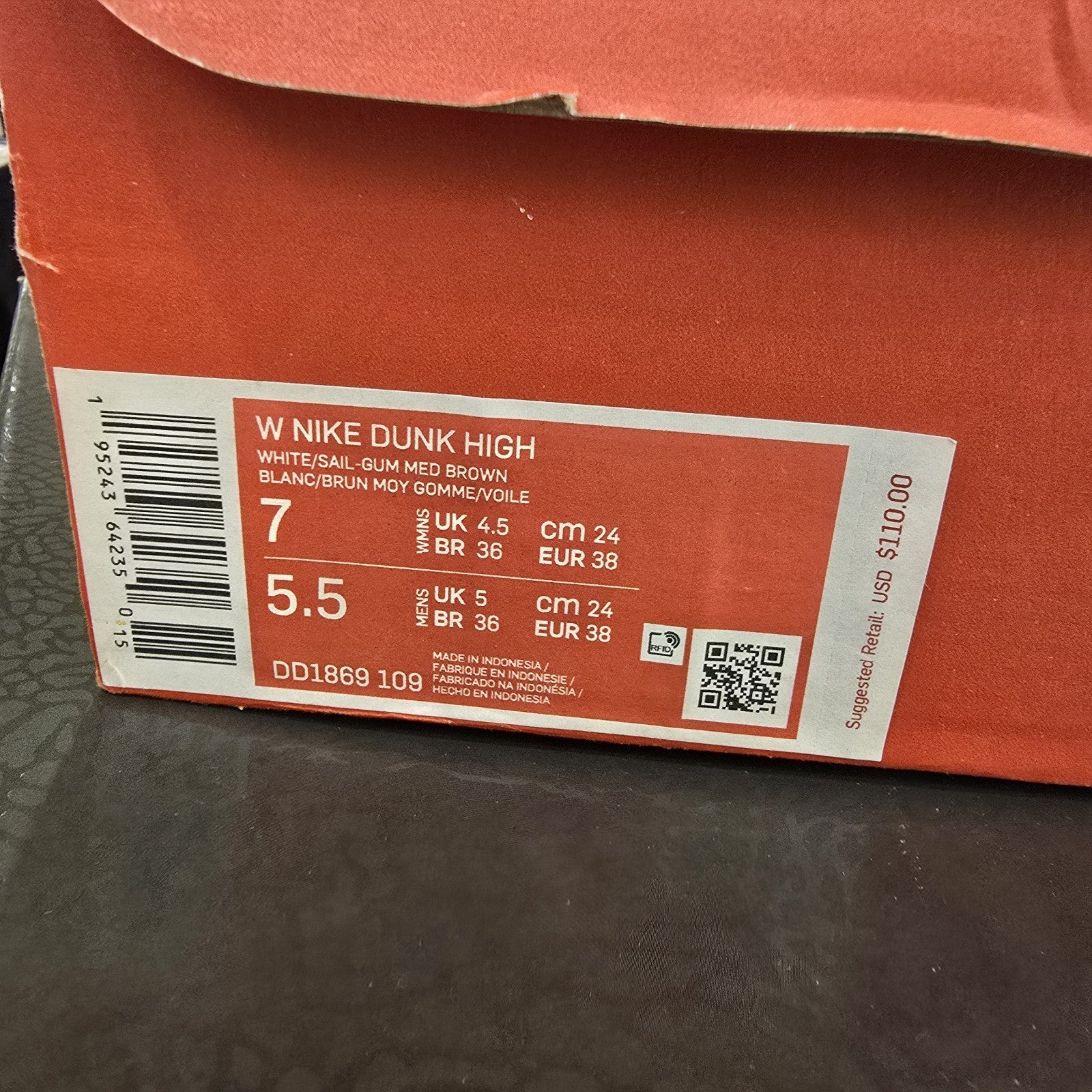 Size 7 - Nike Dunk High Sail Gum Women's 