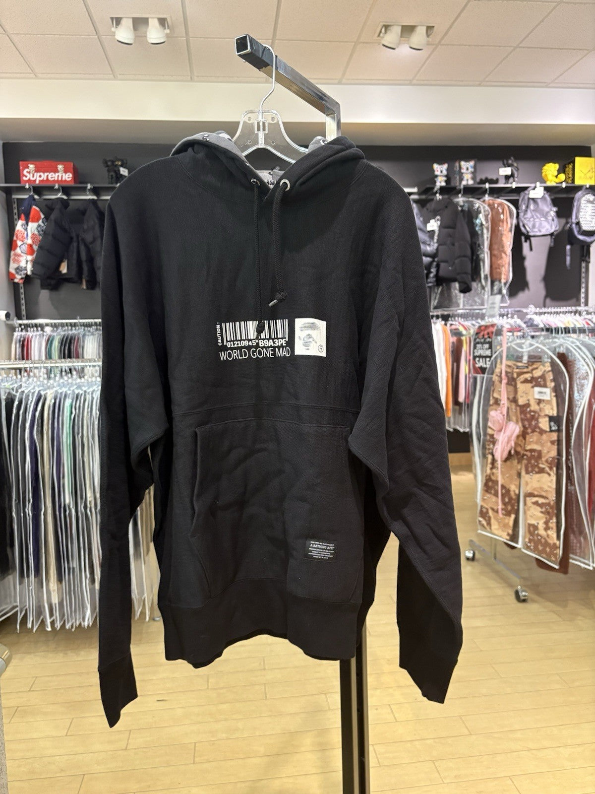 BAPE Military Loose Fit Pullover Hoodie Black Size Medium 