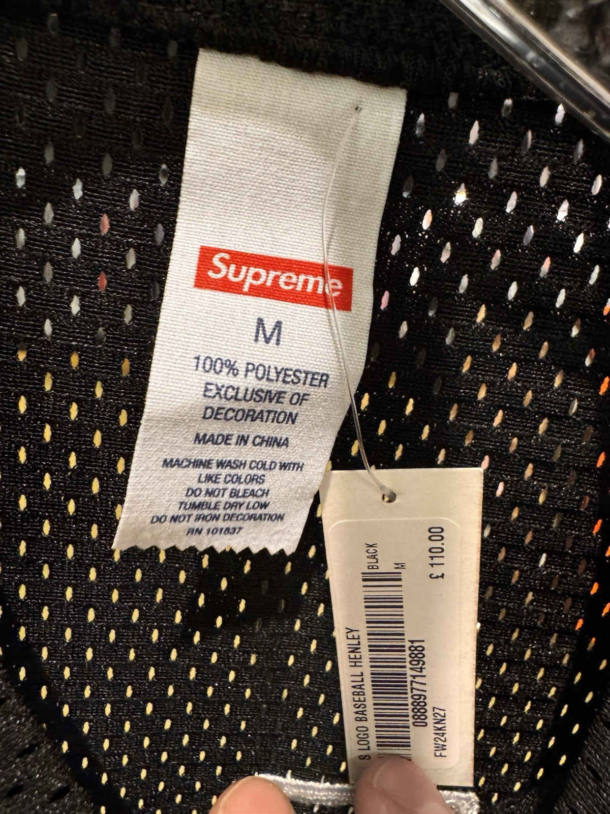 Supreme S Logo Baseball Jersey Henley Size M