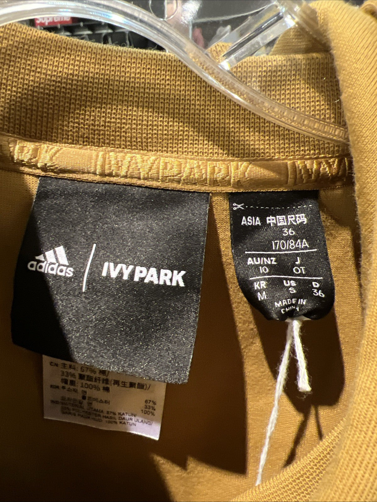 Adidas x Ivy Park Mustard Yellow Cropped Hoodie Sweatshirt Asian Sizing Sz S