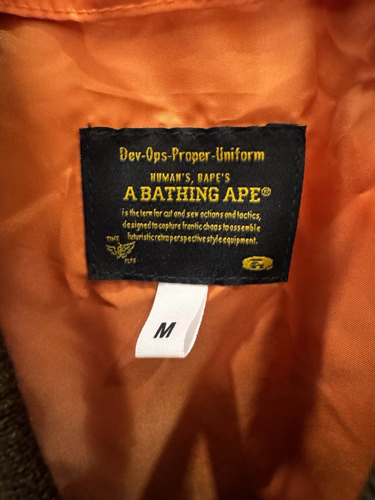 A Bathing Ape Shark WGM MA-1 Flight Jacket Size M Green