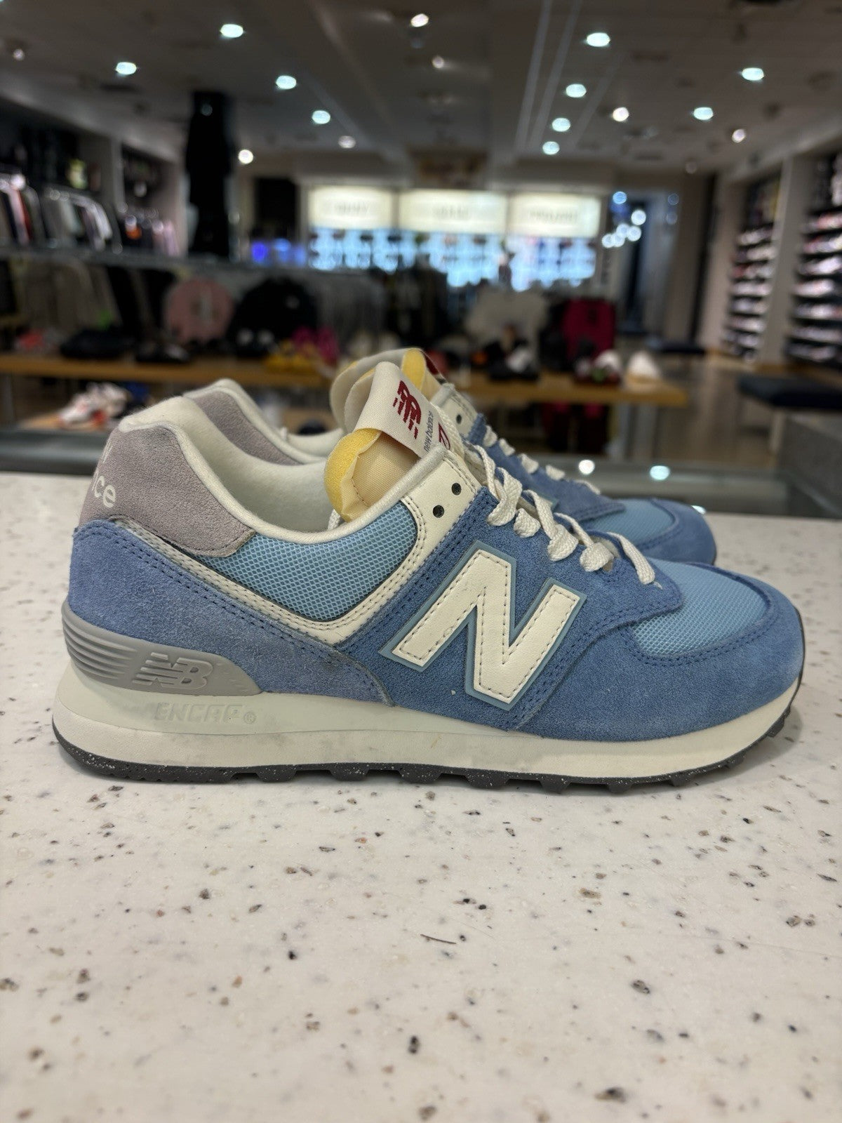 New Balance 574 Blue Laguna Sea Salt Size 5 DEFECT & MISSING BOX