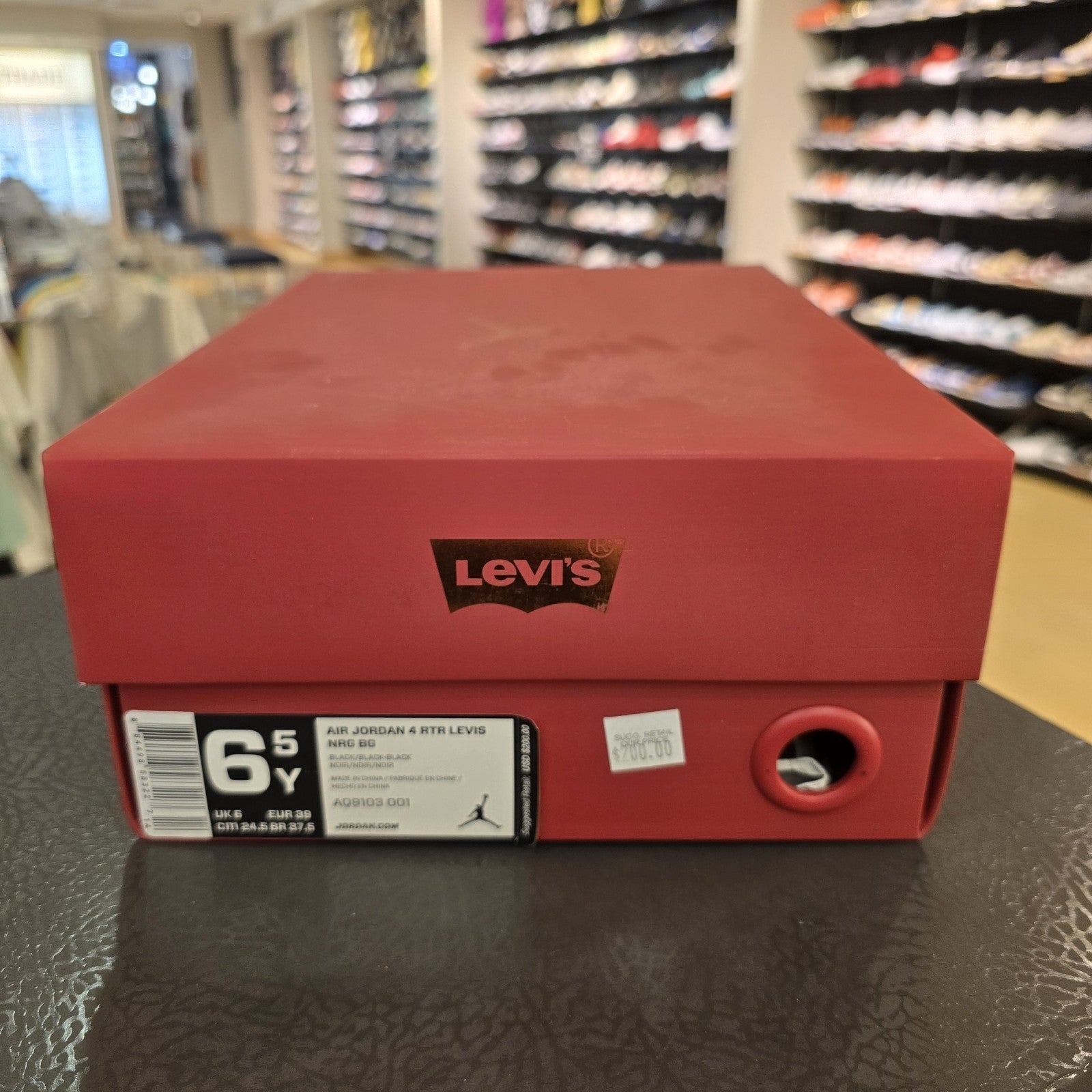 Size 6.5Y - Air Jordan 4 Retro GS Levi's Black