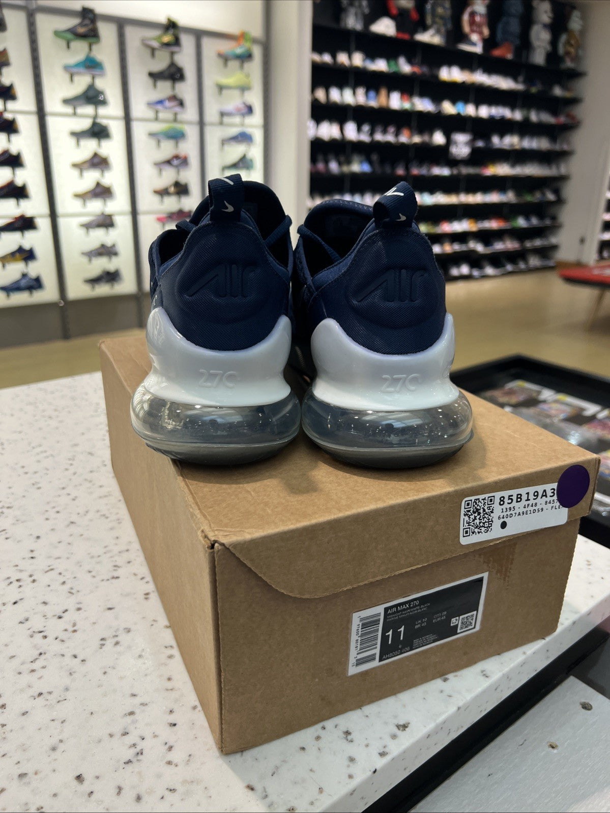 Nike Air Max 270 Midnight Navy Blue White Sz 11 REP BOX