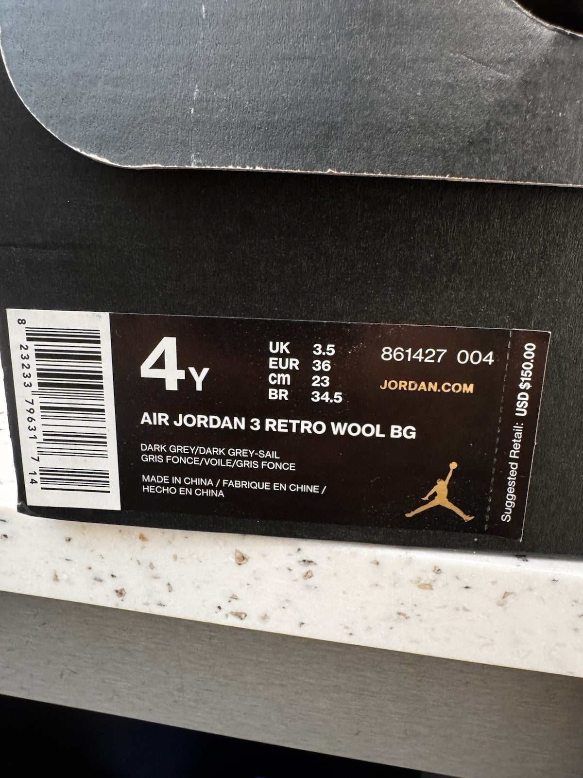 Air Jordan 3 Retro Wool Size 4Y