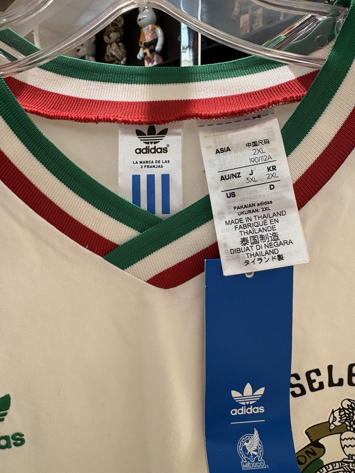 adidas Mexico 1985 Away Jersey (Asia Sizing) Cloud White Size 2XL