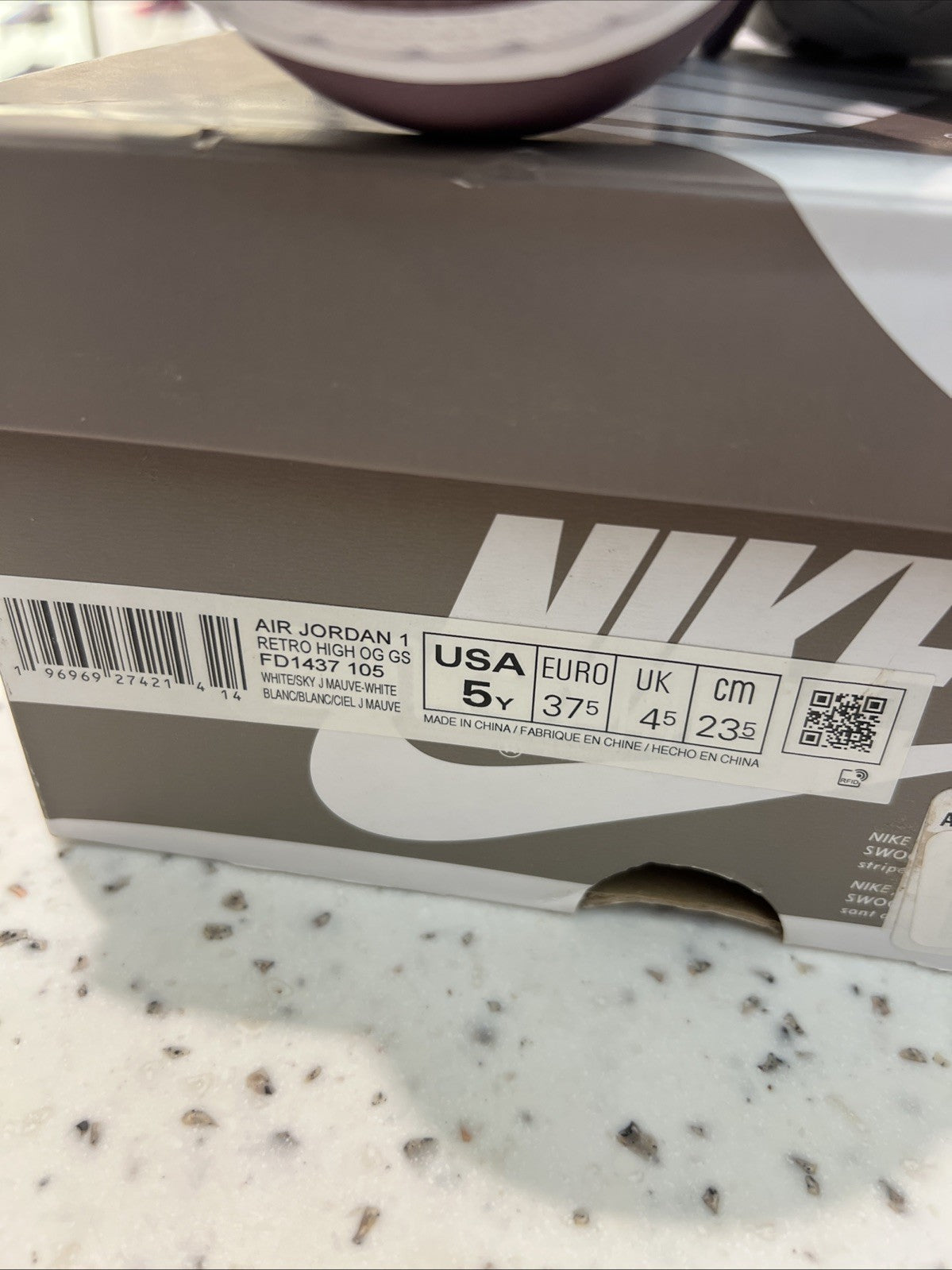 Jordan Air Jordan 1 Retro High OG White Mauve Sz 5Y