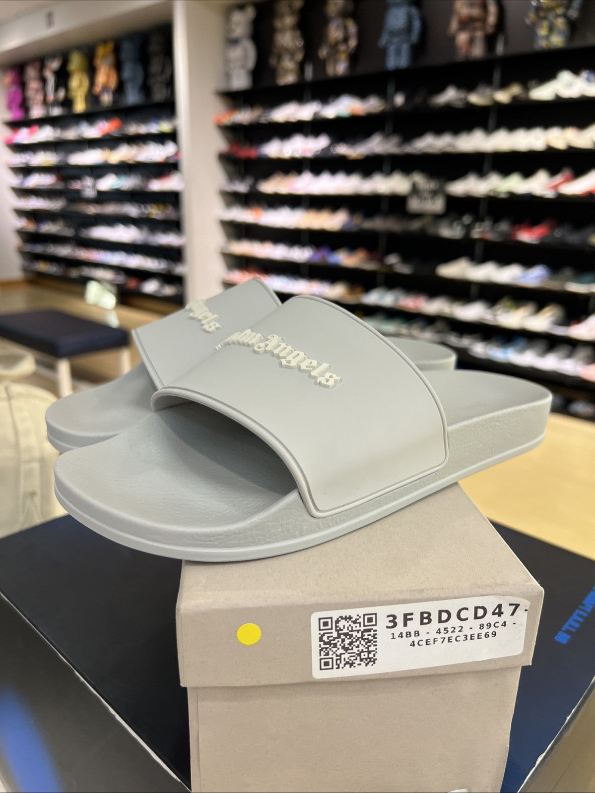 Palm Angels Logo Pool Slide Grey White EU 40 US Men 7–7.5