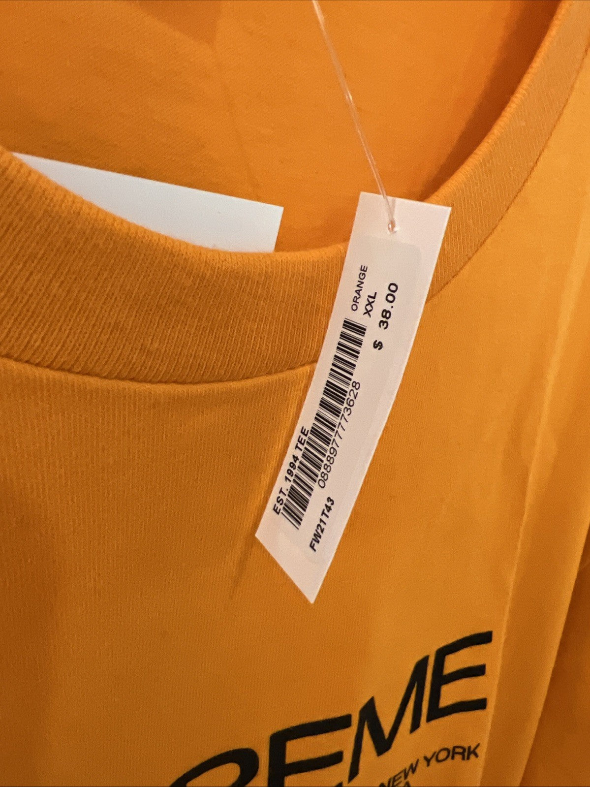Supreme Est. 1994 T Shirt Orange Sz XXL
