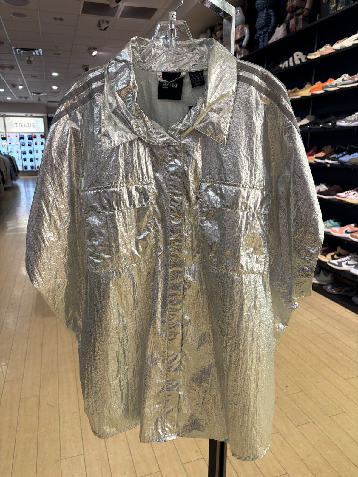 Adidas Ivy Park Metallic Shirt (Plus Size) Silver Metallic Size 2XL