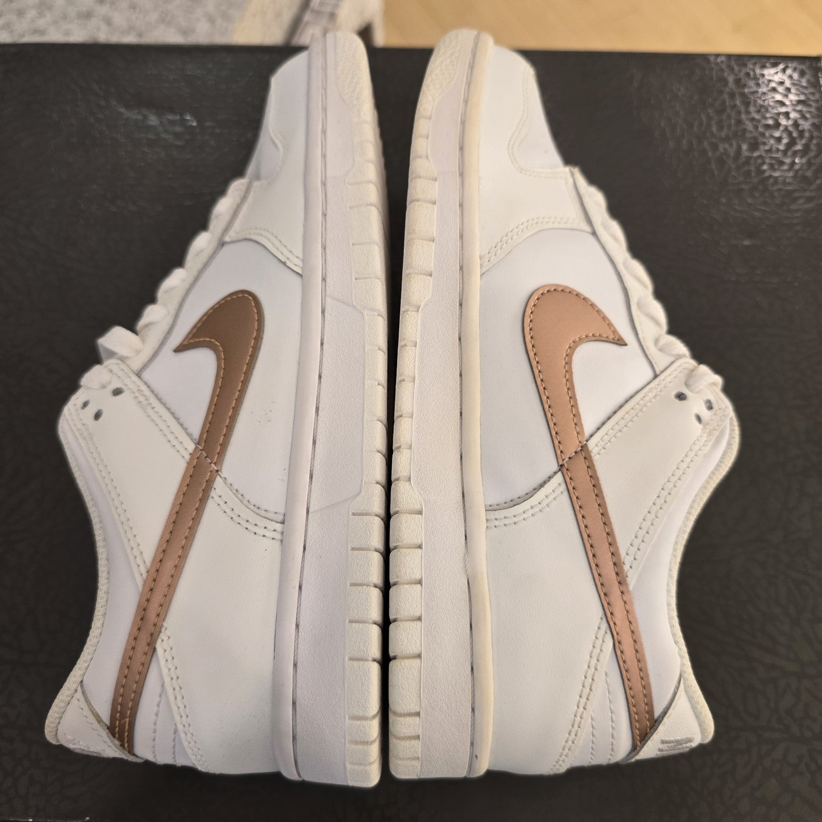 Size 5.5Y (GS) - Nike Dunk Low White Metallic Red Bronze