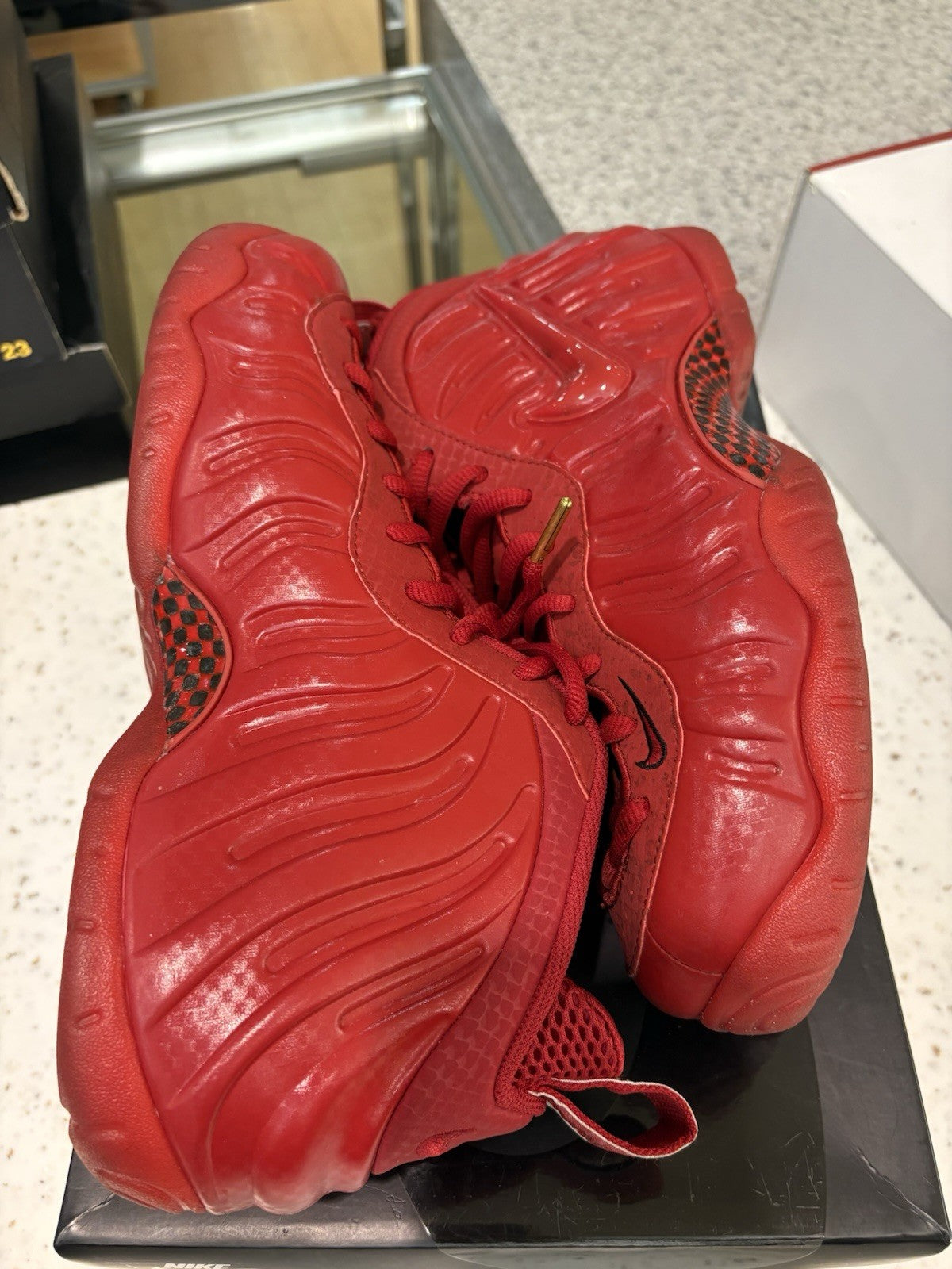 Nike Air Foamposite Pro Red October Size 9.5 USED