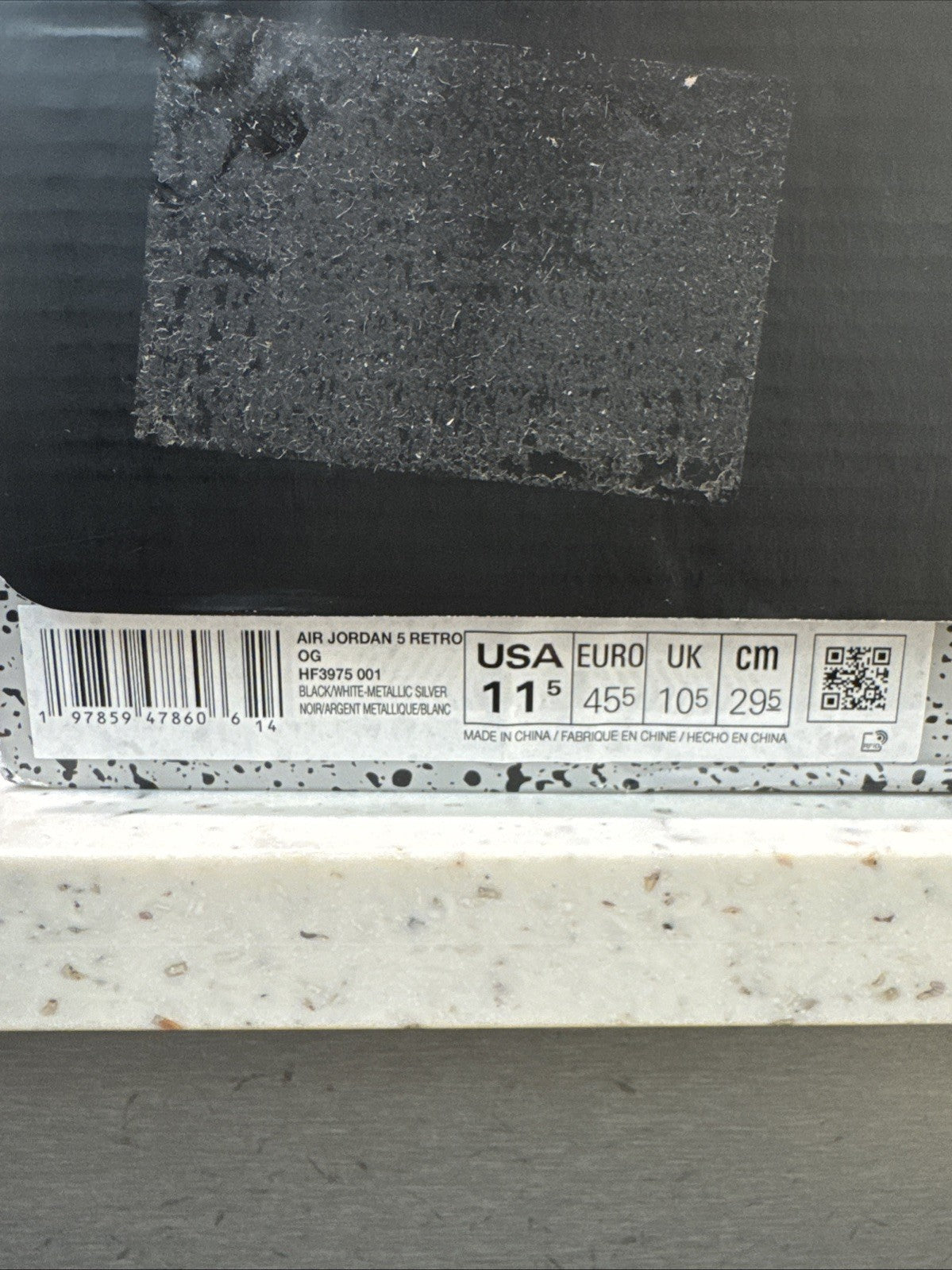 Air Jordan 5 Retro OG Black Metallic Reimagined Size 11.5
