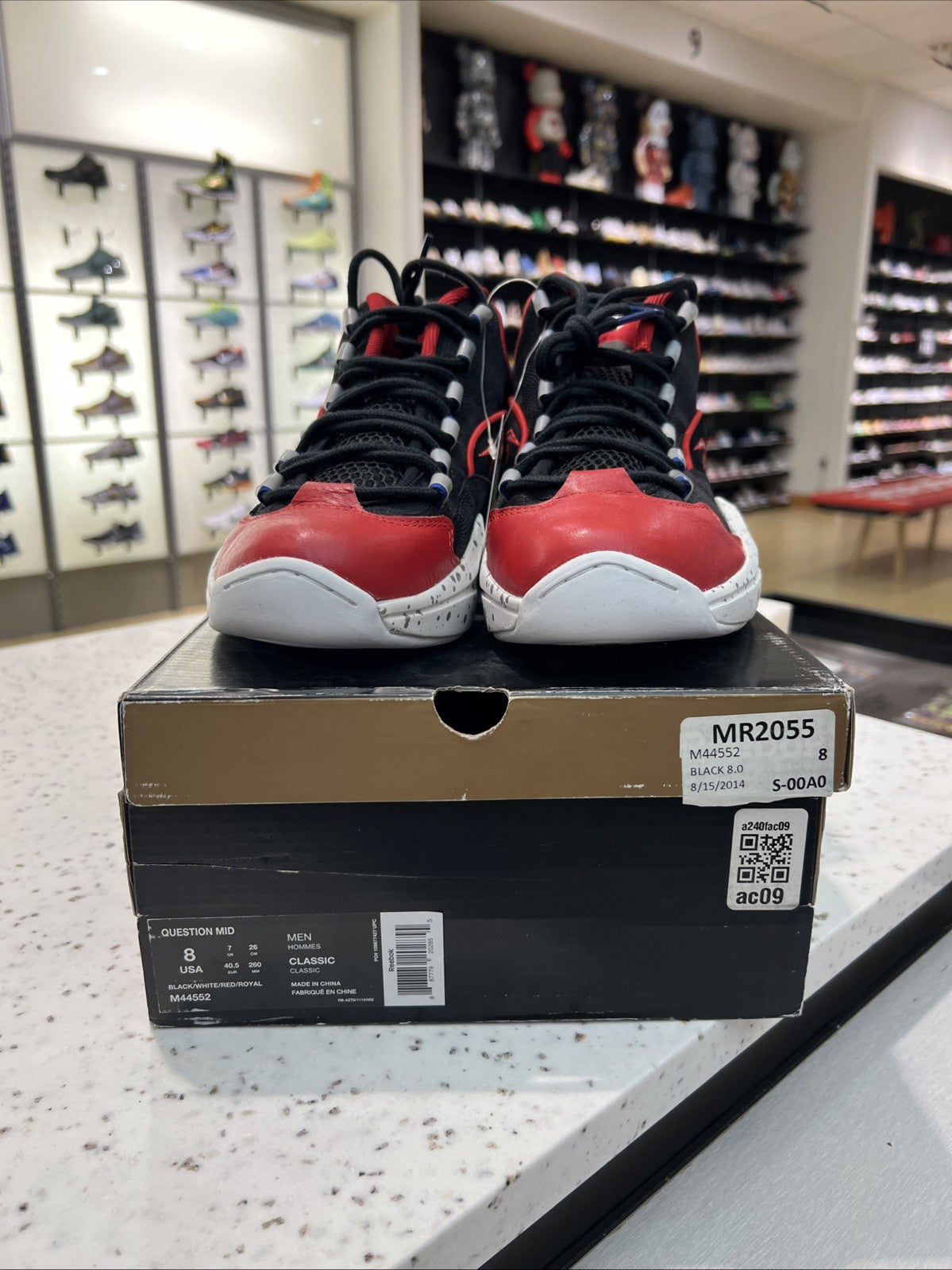 Reebok Question Mid First Ballot Sixers Allen Iverson Sz 8 USED