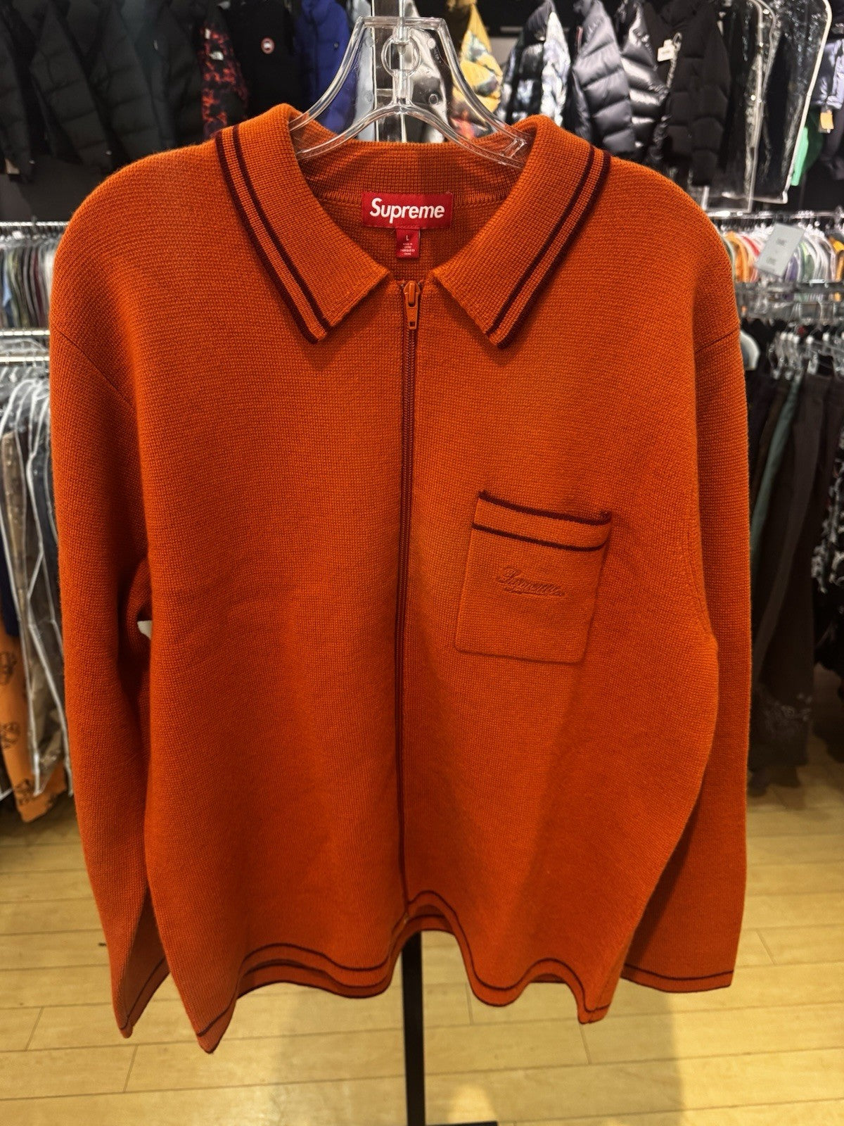 Supreme Zipup Polo Sweater Burnt Orange Size L