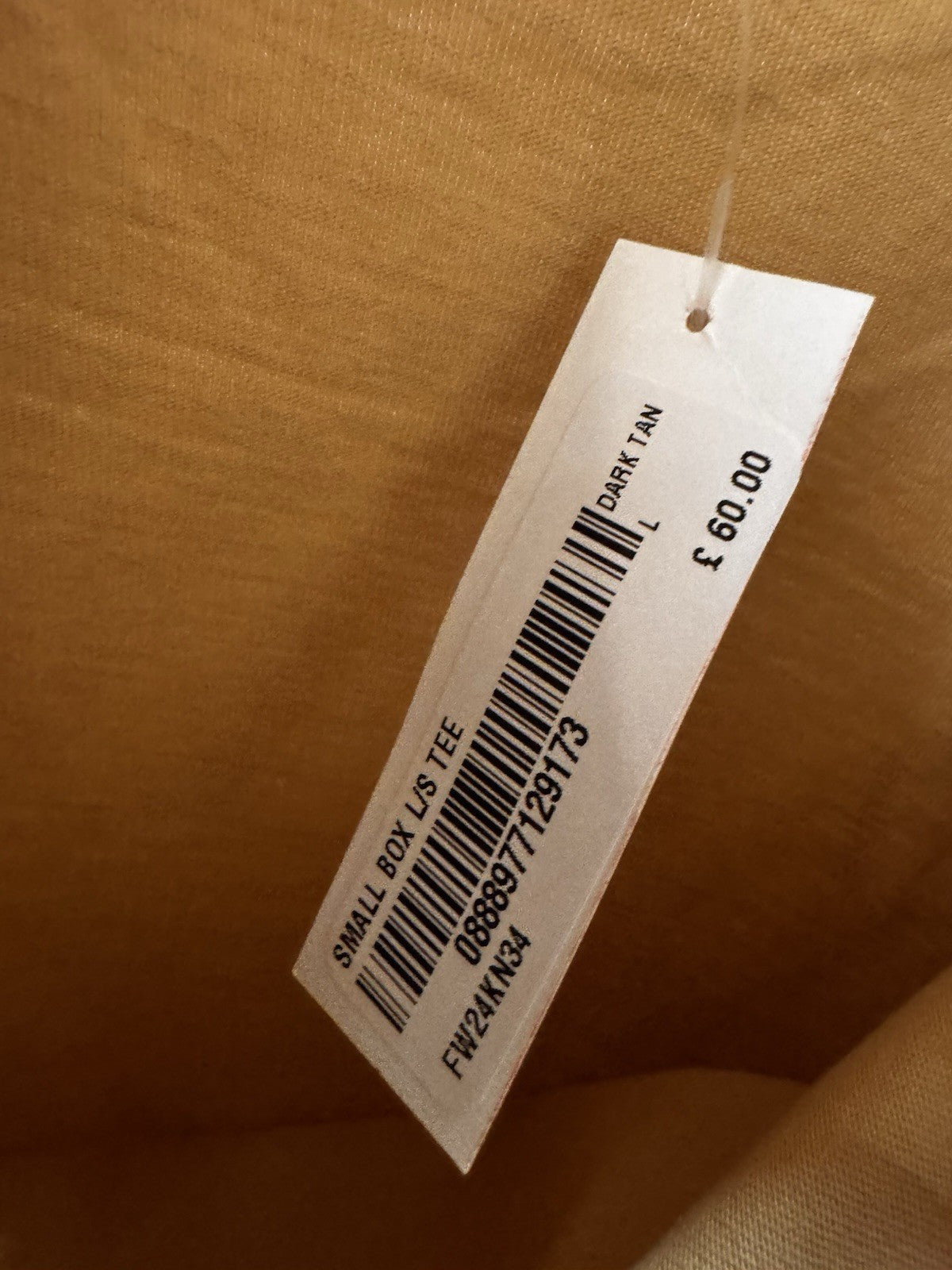 Supreme Small Box L/S Tee Dark Tan Size L