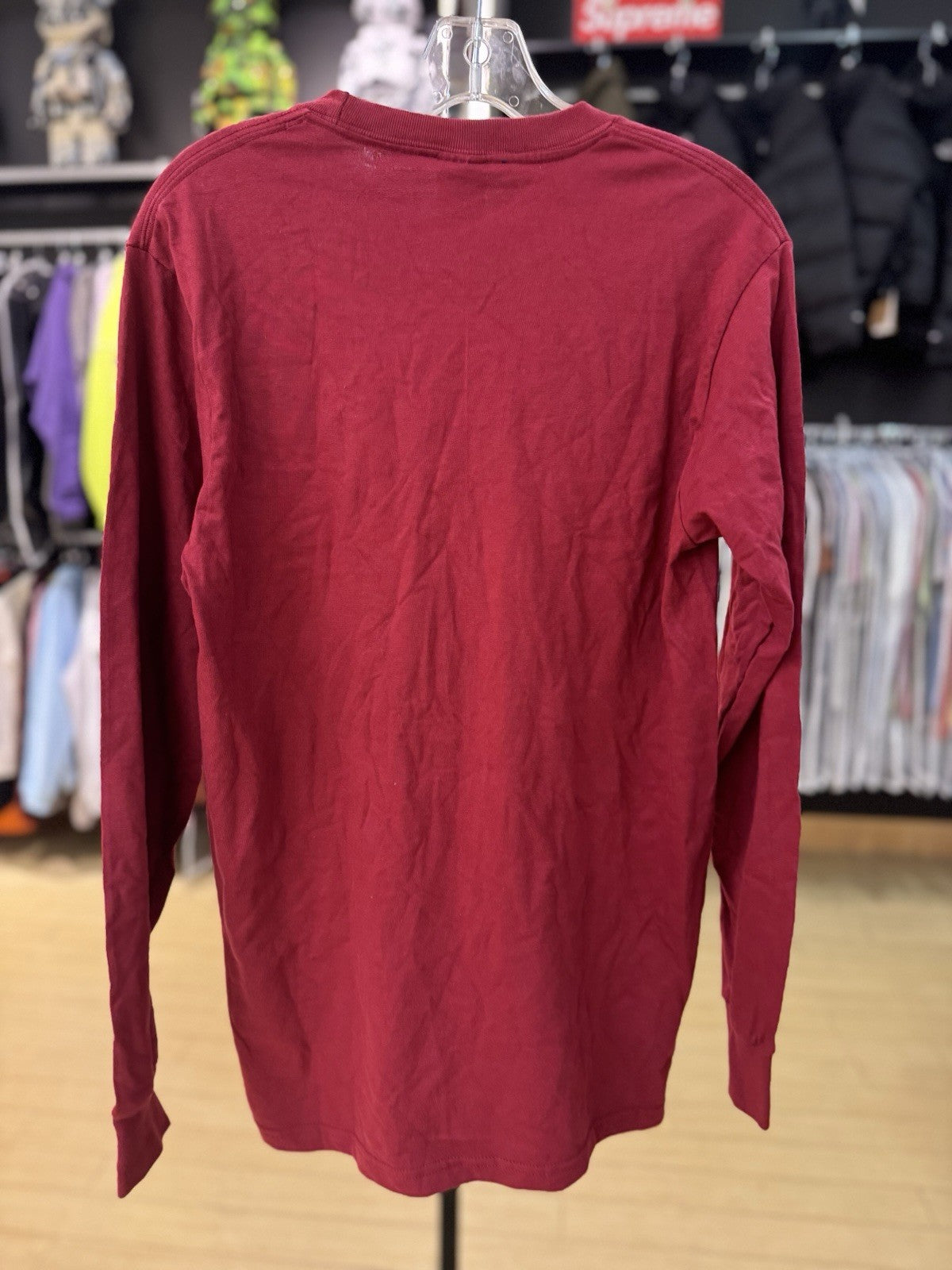 Supreme Long Sleeve Maroon Black Shirt Size Small