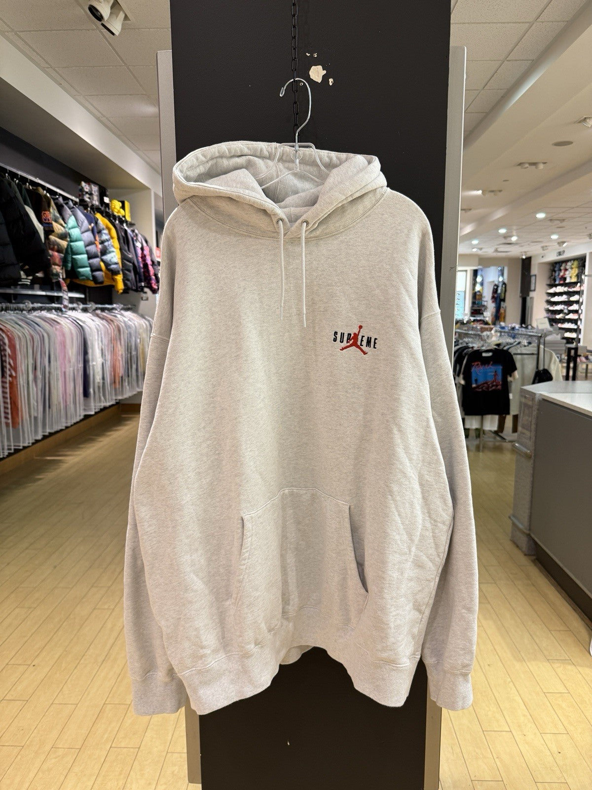 Supreme x Jordan Hooded Sweatshirt Gray Sz XXL Small Stain