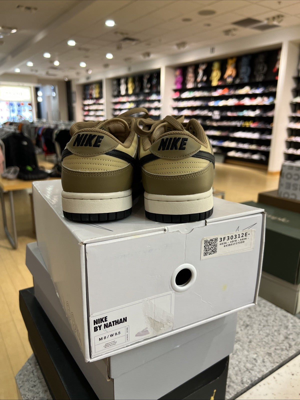 Nike Dunk Low By You White Khaki Black Sz 8 USED
