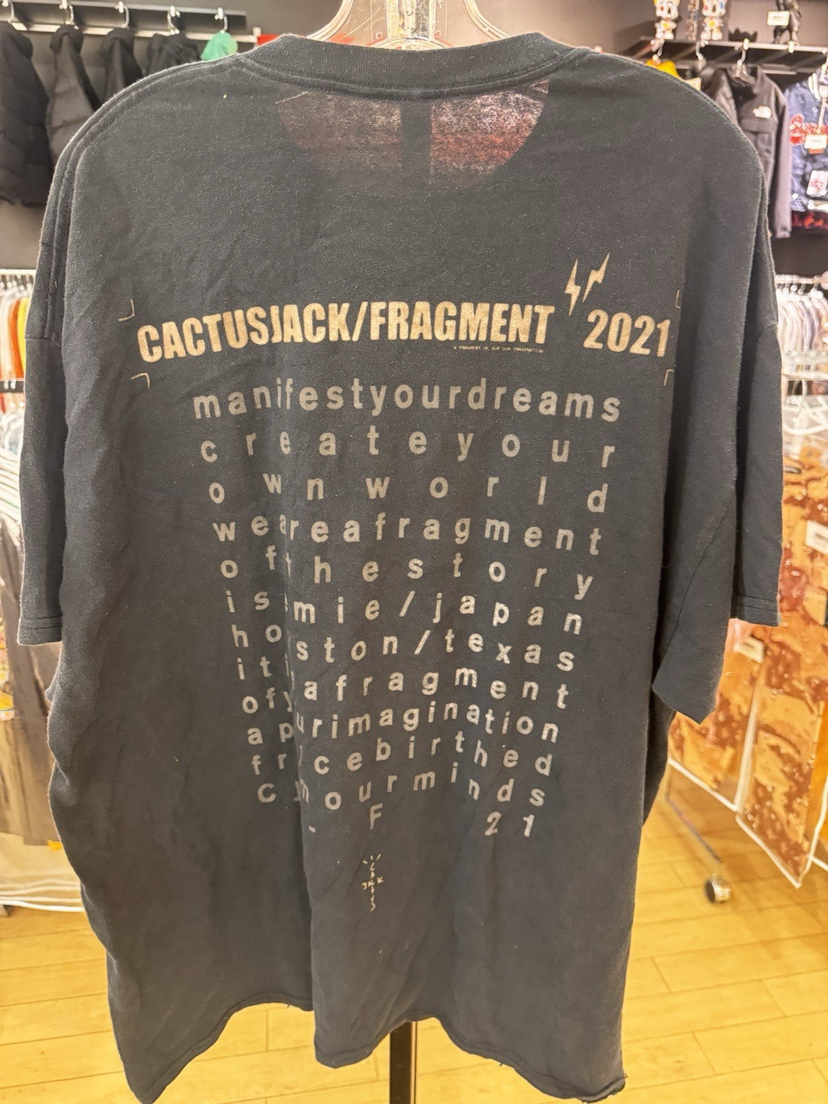 Cactus Jack by Travis Scott For Fragment Create Tee 'Black Size XL