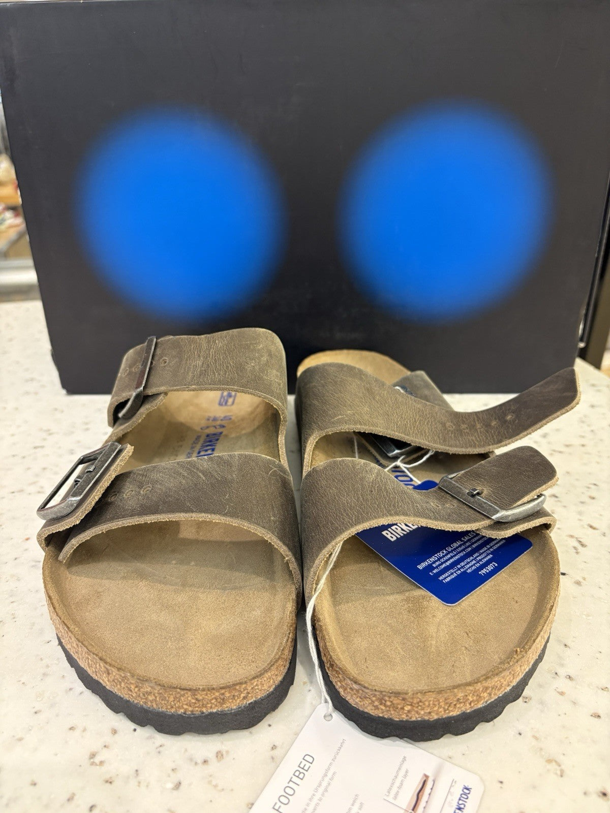 Birkenstock Arizona Soft Footbed Sandals Faded Khaki Oiled Leather Size 40