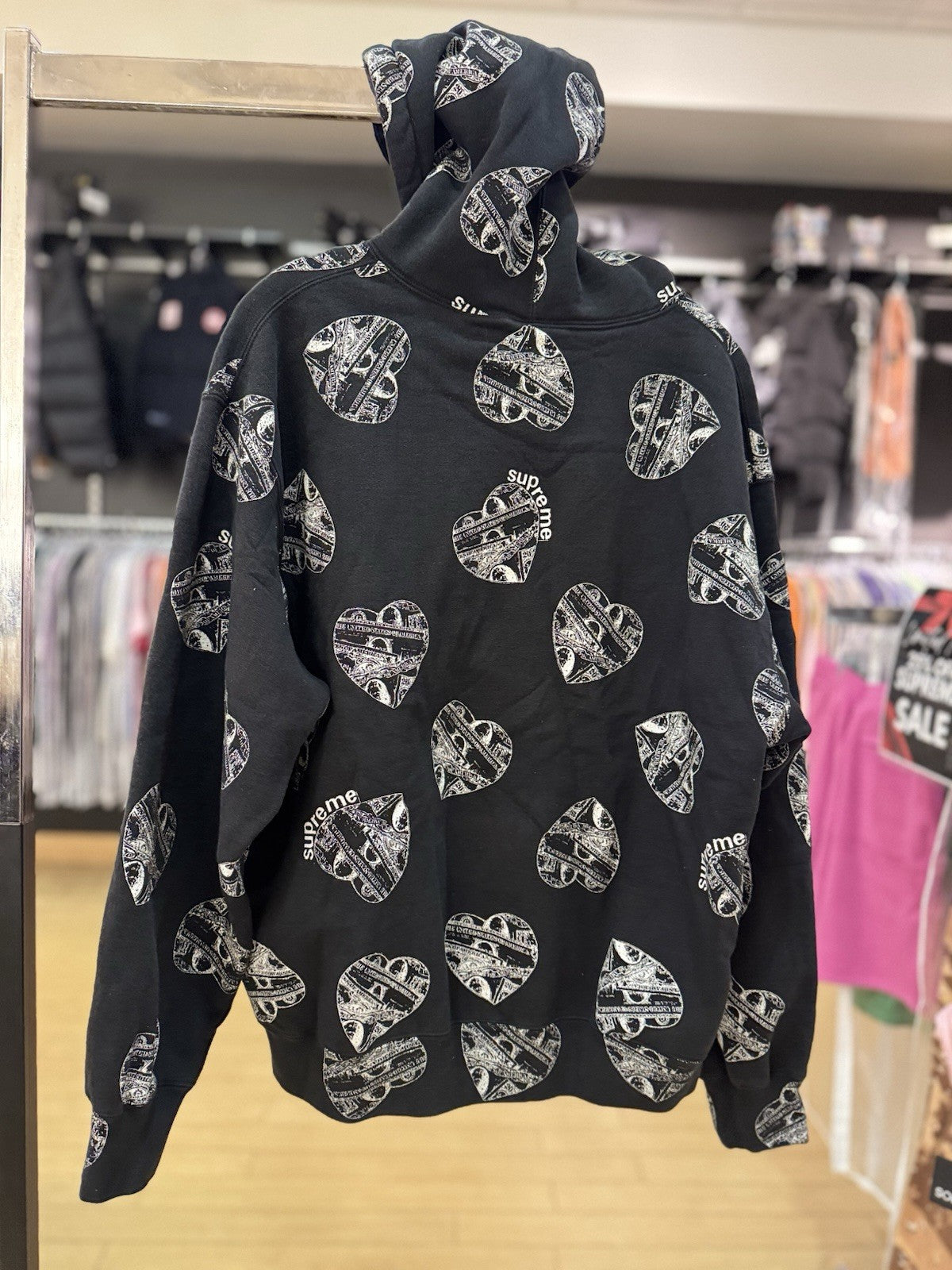 Supreme Love Cash Hoooded Sweatshirt Black Size Medium