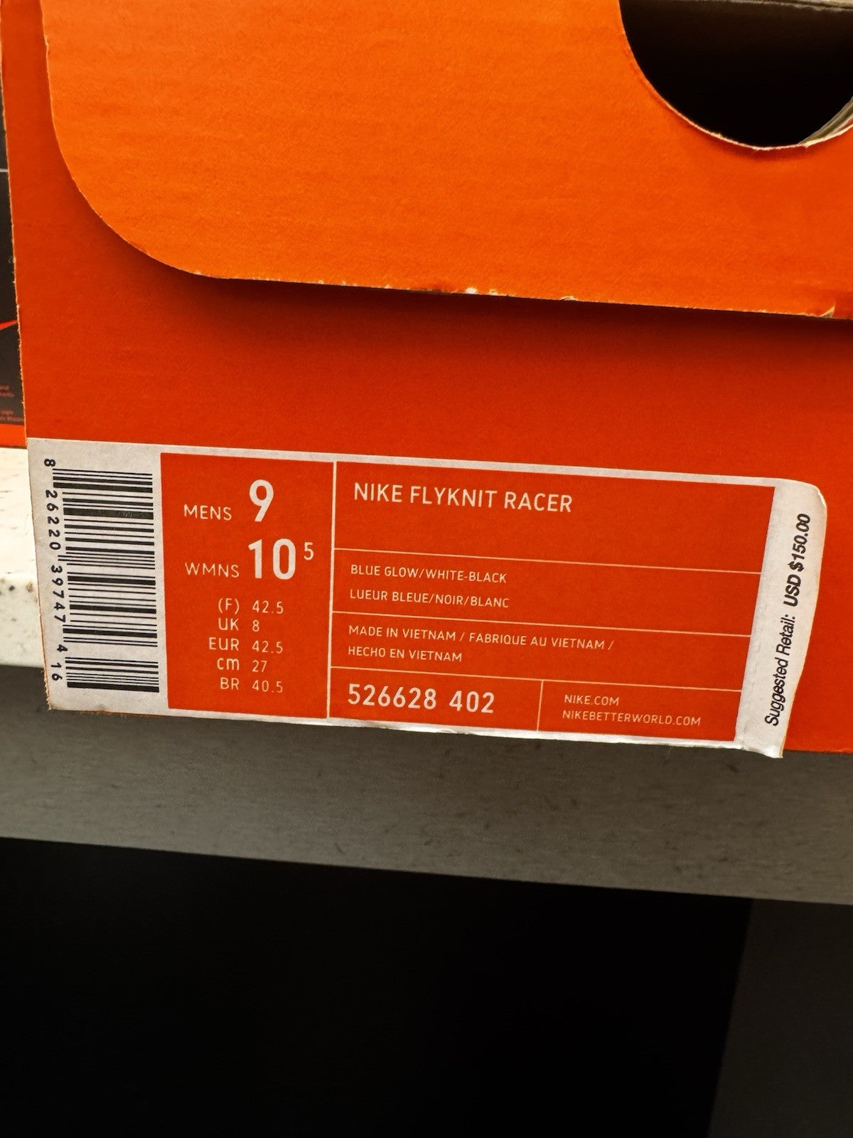 Nike Flyknit Racer Blue Cactus Size 9