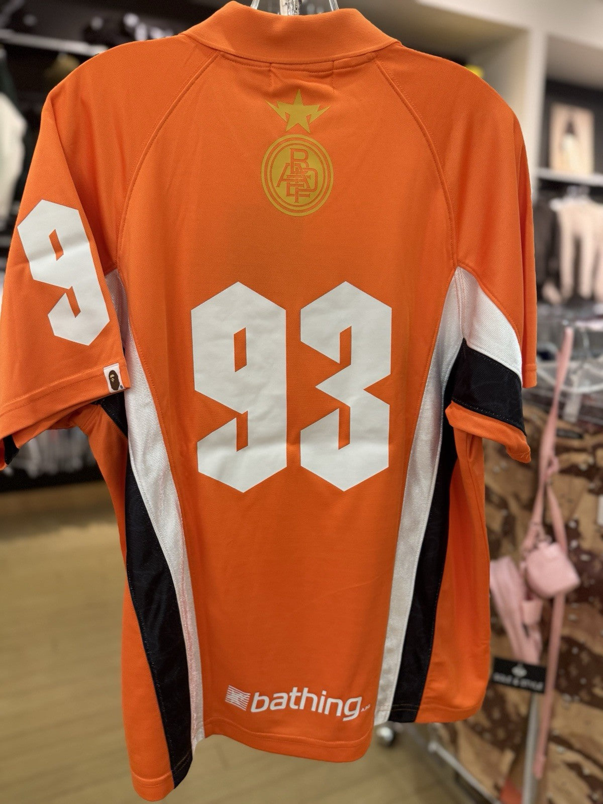 Bape Multi Logo Relaxed Fit Soccer Jersey Orange Size Small